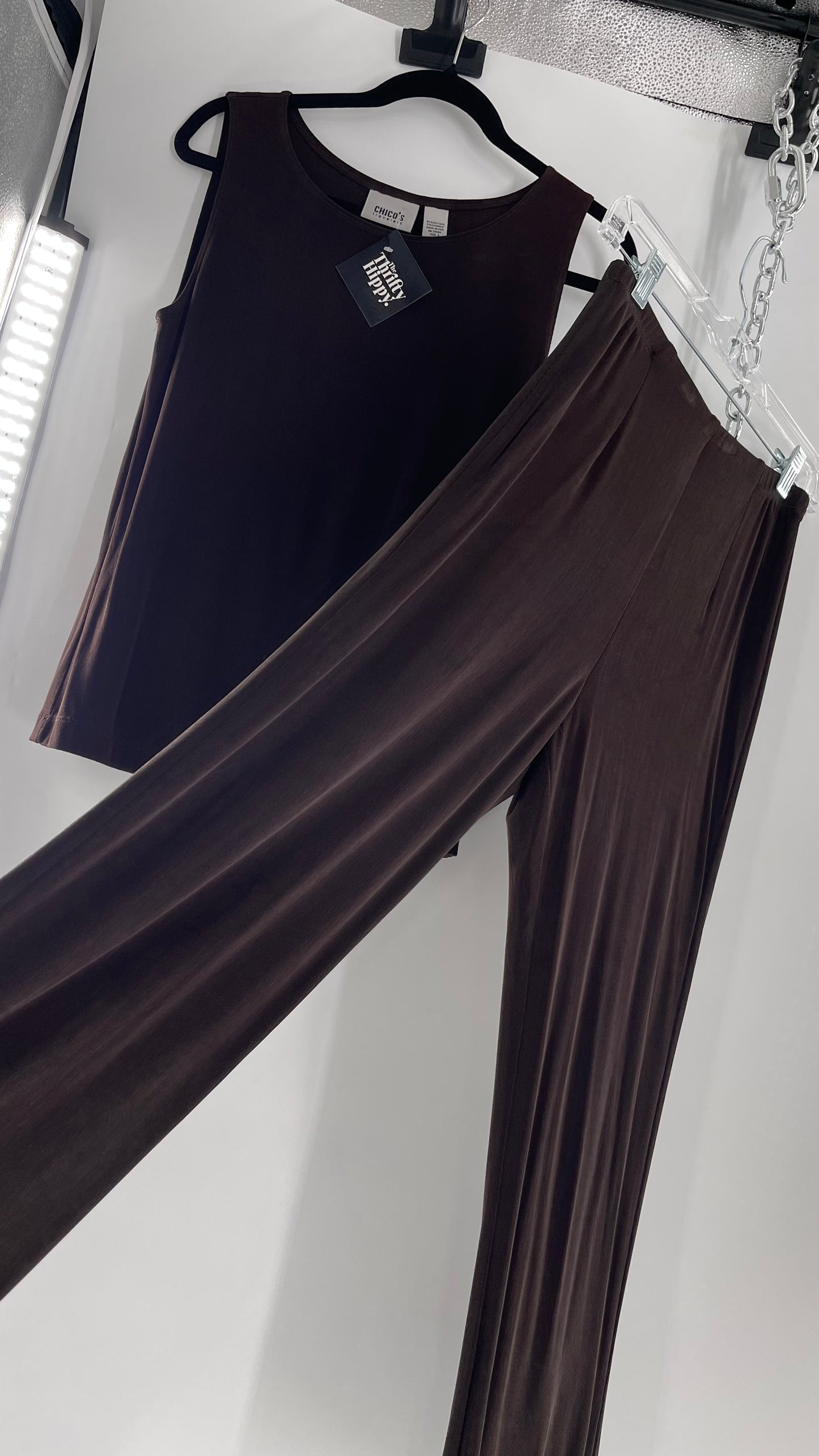 CHICOS Vintage Set Dark Brown/Grey Loungewear ‘Run Those Errands’ 2pc Set (XL)