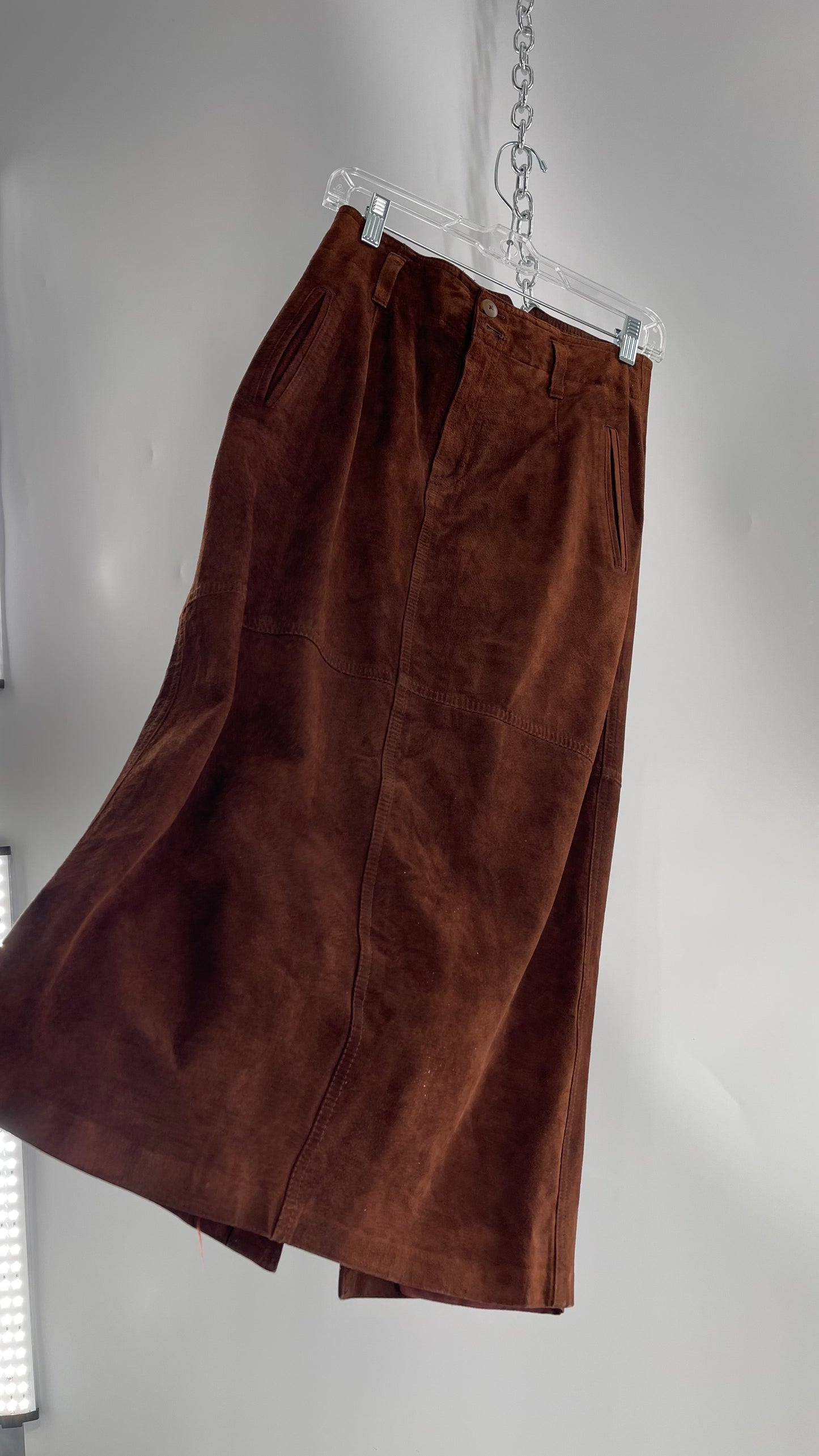 Vintage Lizwear Chocolate Brown Suede Long Skirt