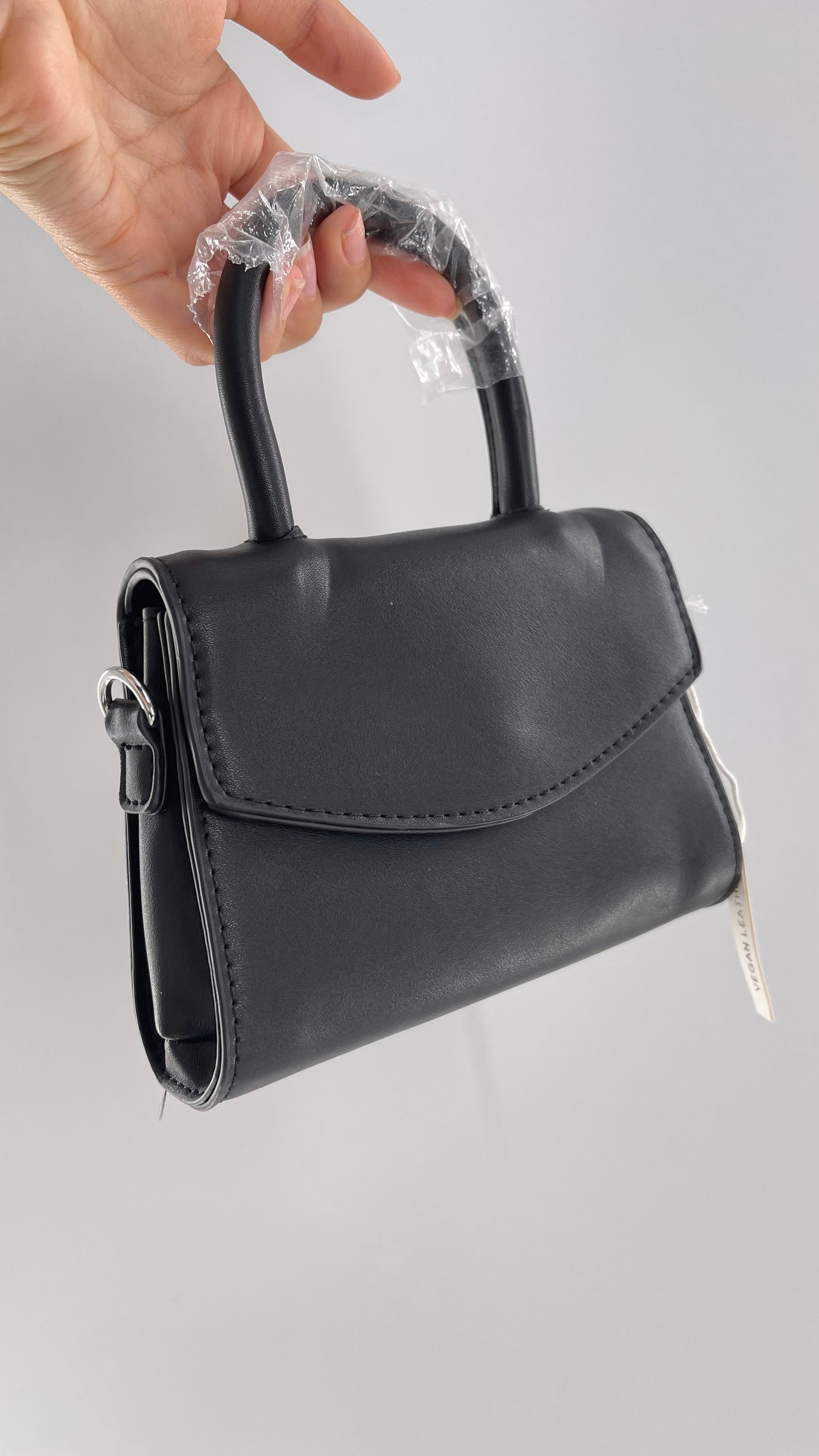 Urban Outfitters Black Vegan Leather Ultra Mini Purse with Detachable Crossbody Strap
