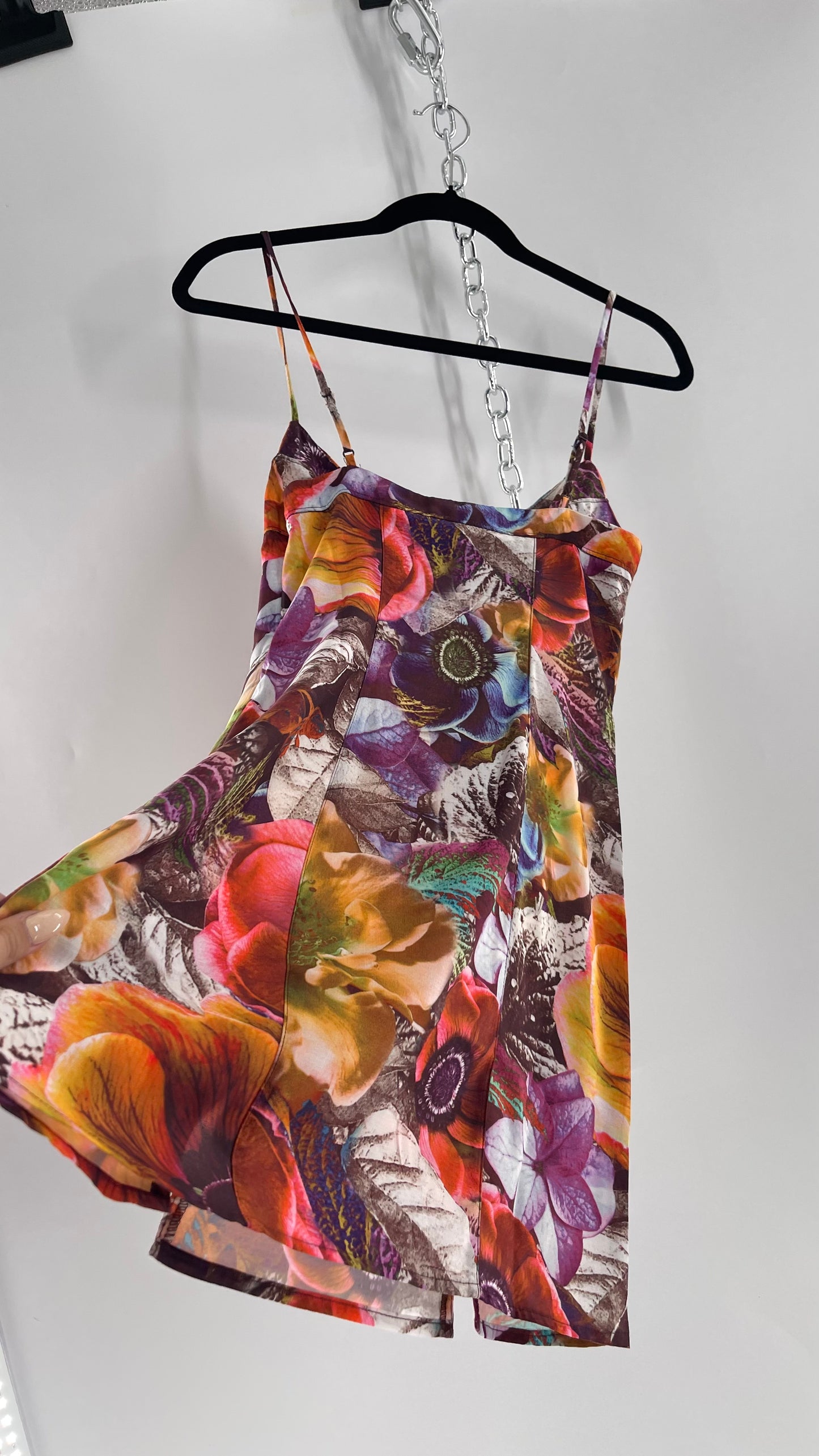 Urban Outfitters Colorful Floral Graphic Psychedelic Mini Dress (XS)