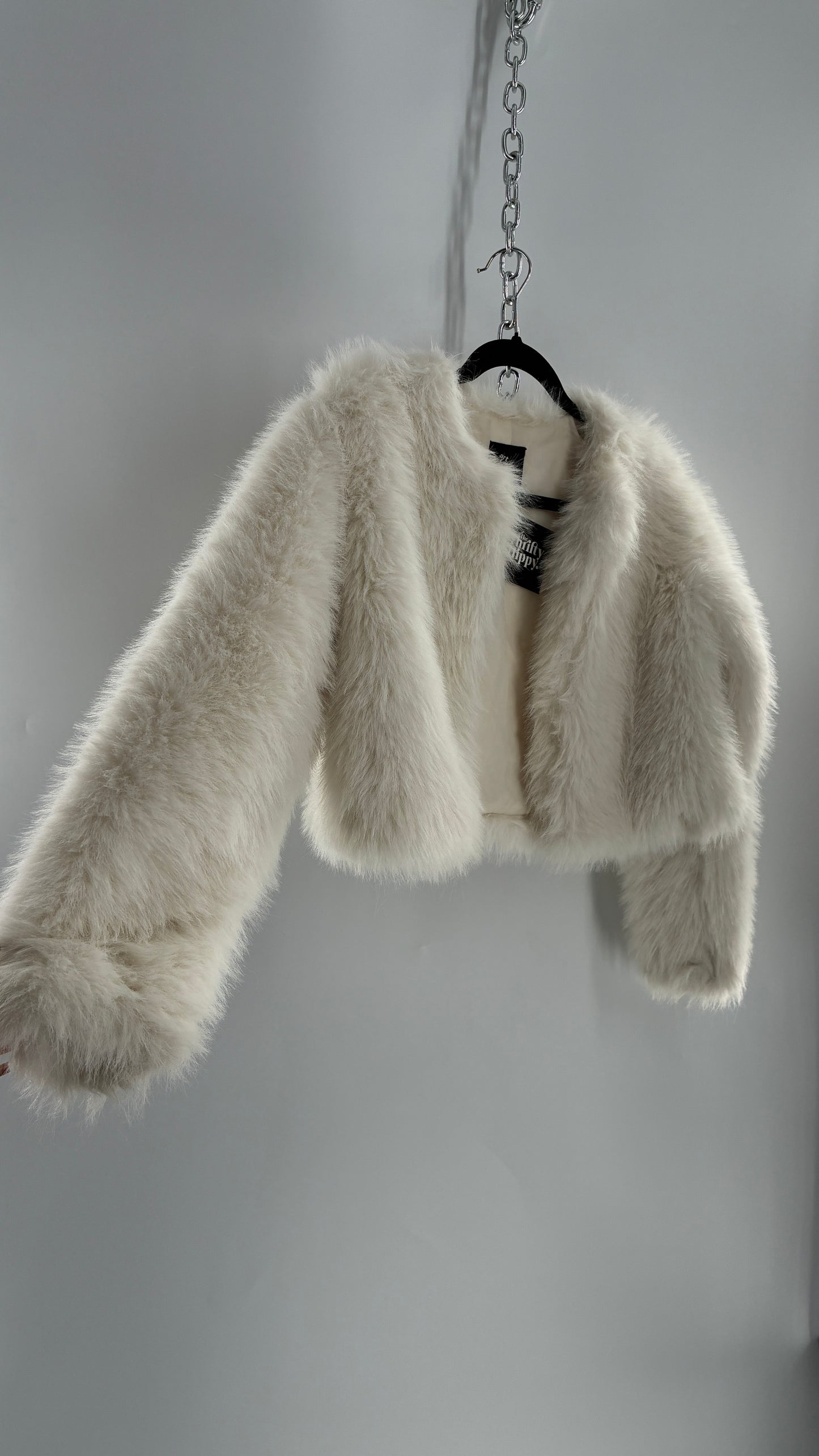 White Fluffy Cropped Jacket (Y14/XS/S)