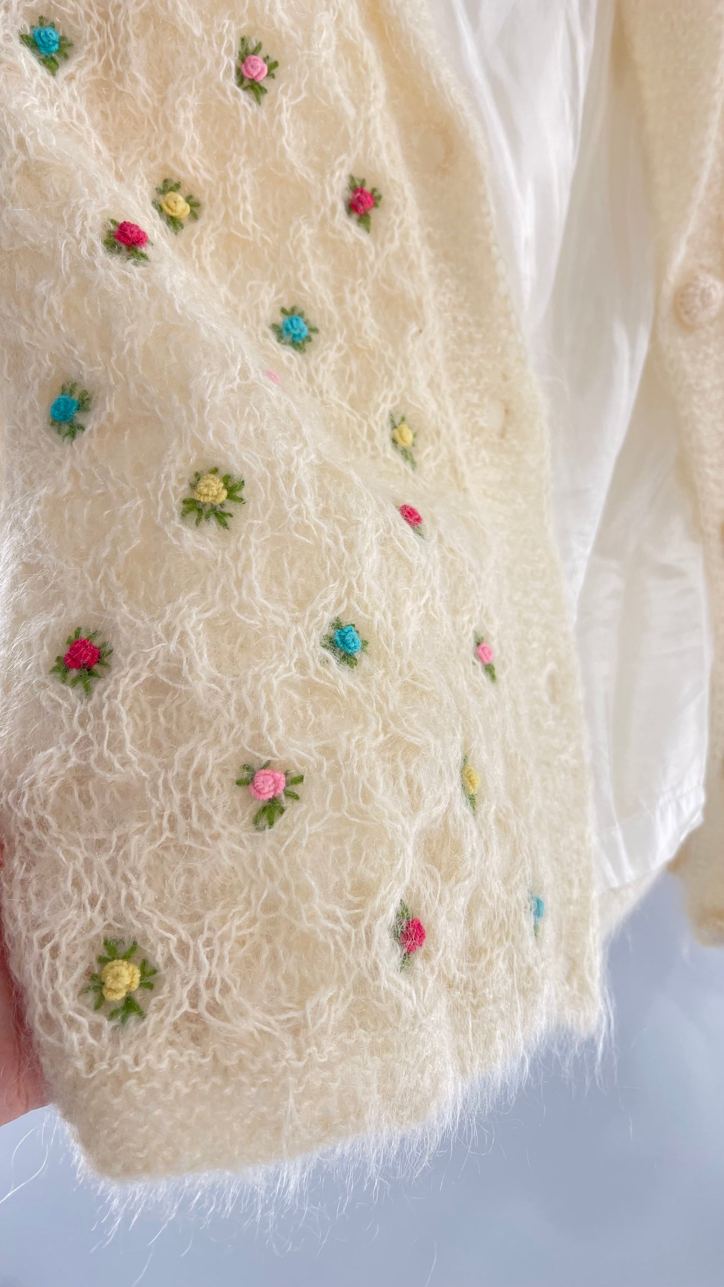Vintage Best & Co Lil Rose, Cream Granny Cardigan (Medium)
