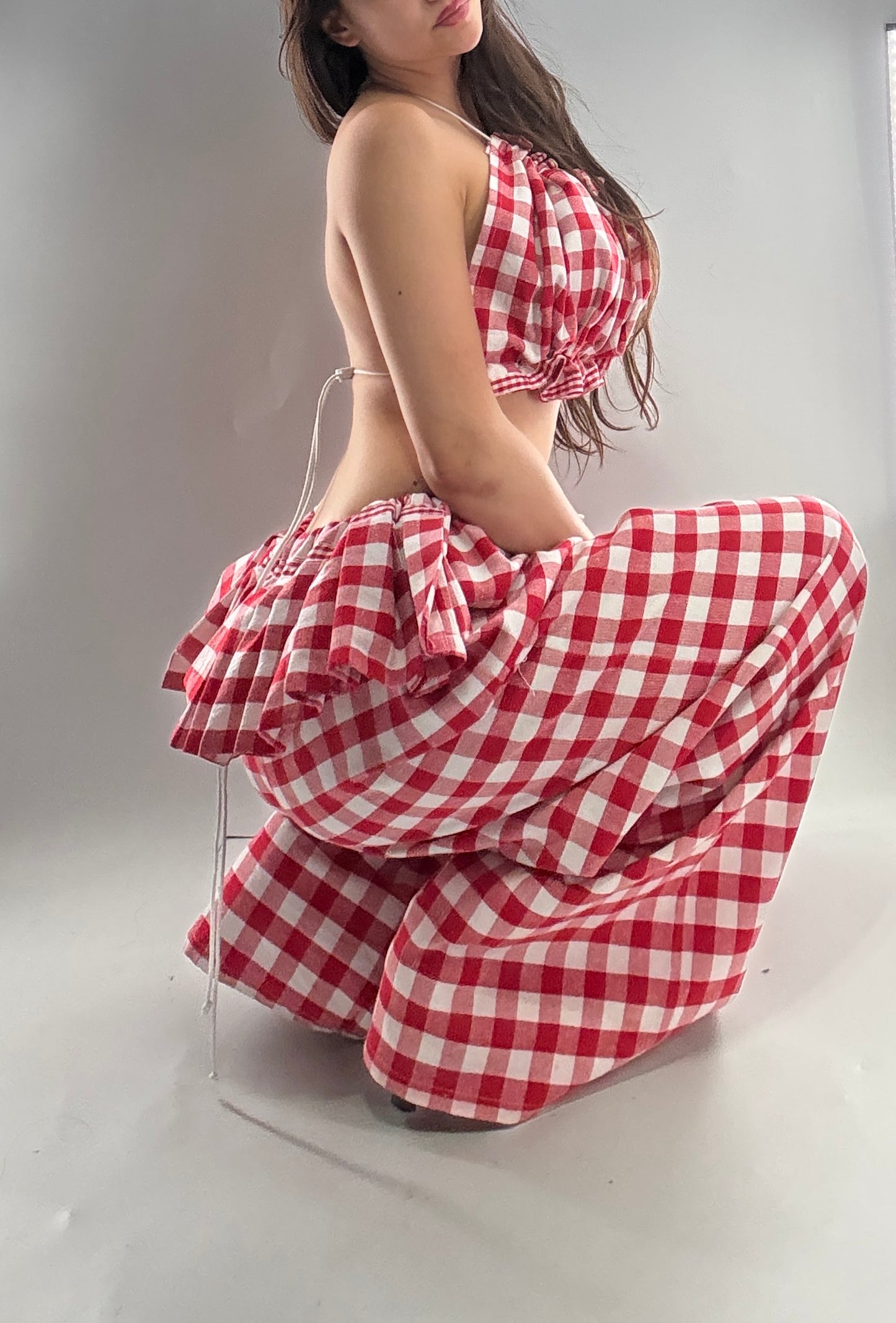 Vintage Handmade Picnic Red/White Gingham Two Piece Set (XS-L)