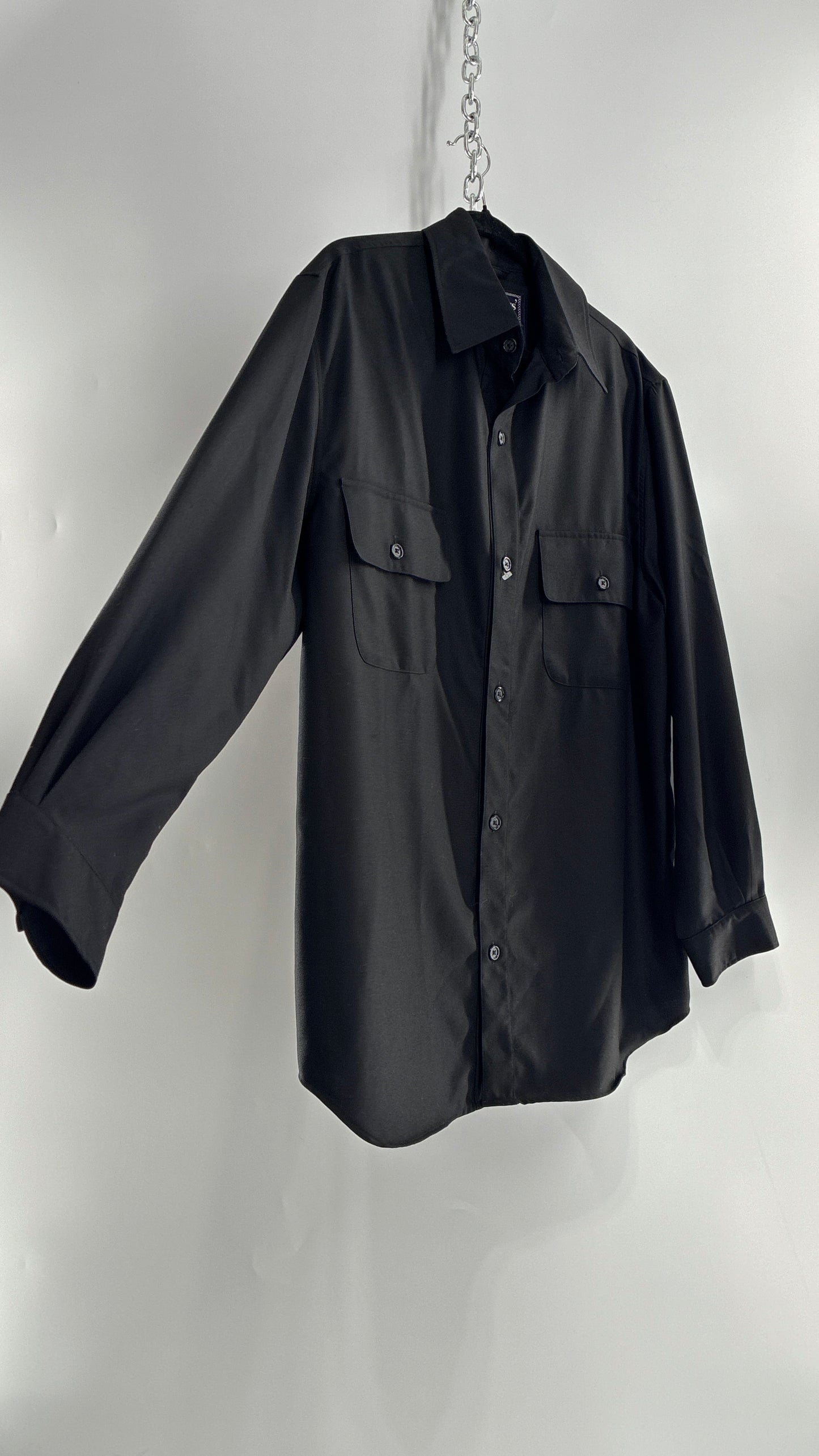 Vintage BURBERRY Black 100% Worsted Cashmere Button Up with Tags Attached (Small)