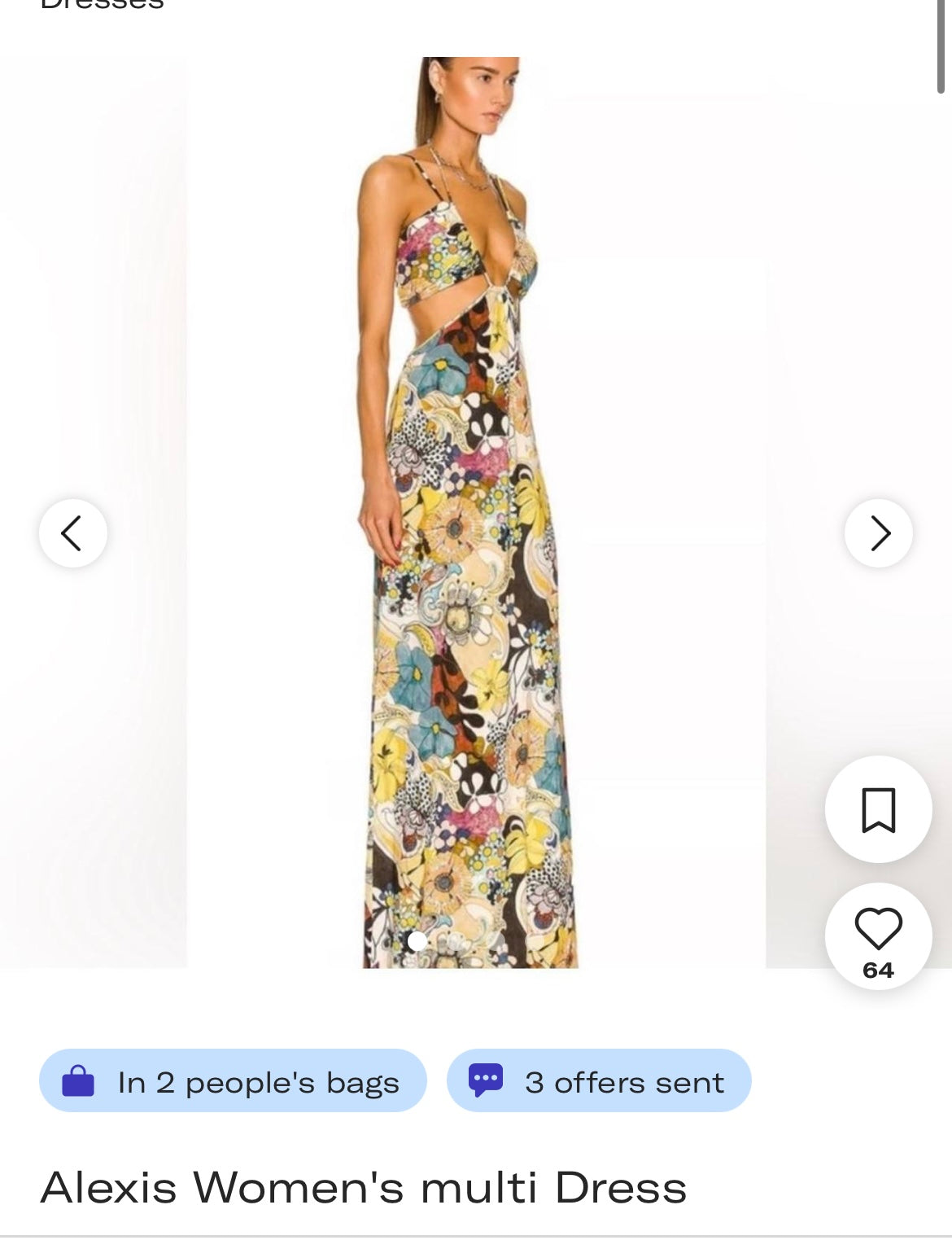 ALEXIS Cassandra Cut Out, Graphic Florals Maxi Dress (XS)