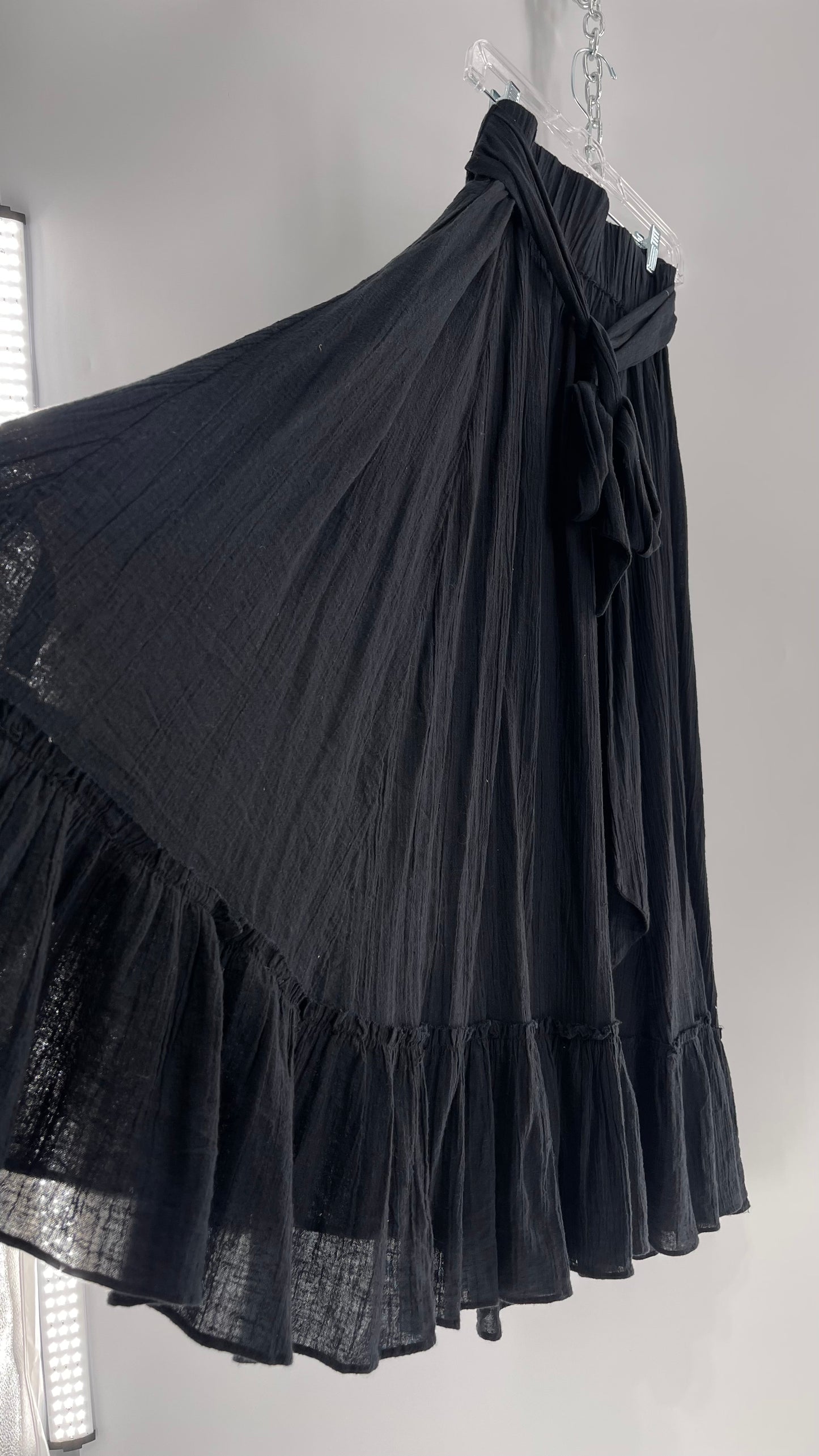 Free People Black Floor Length Skirt (Medium)
