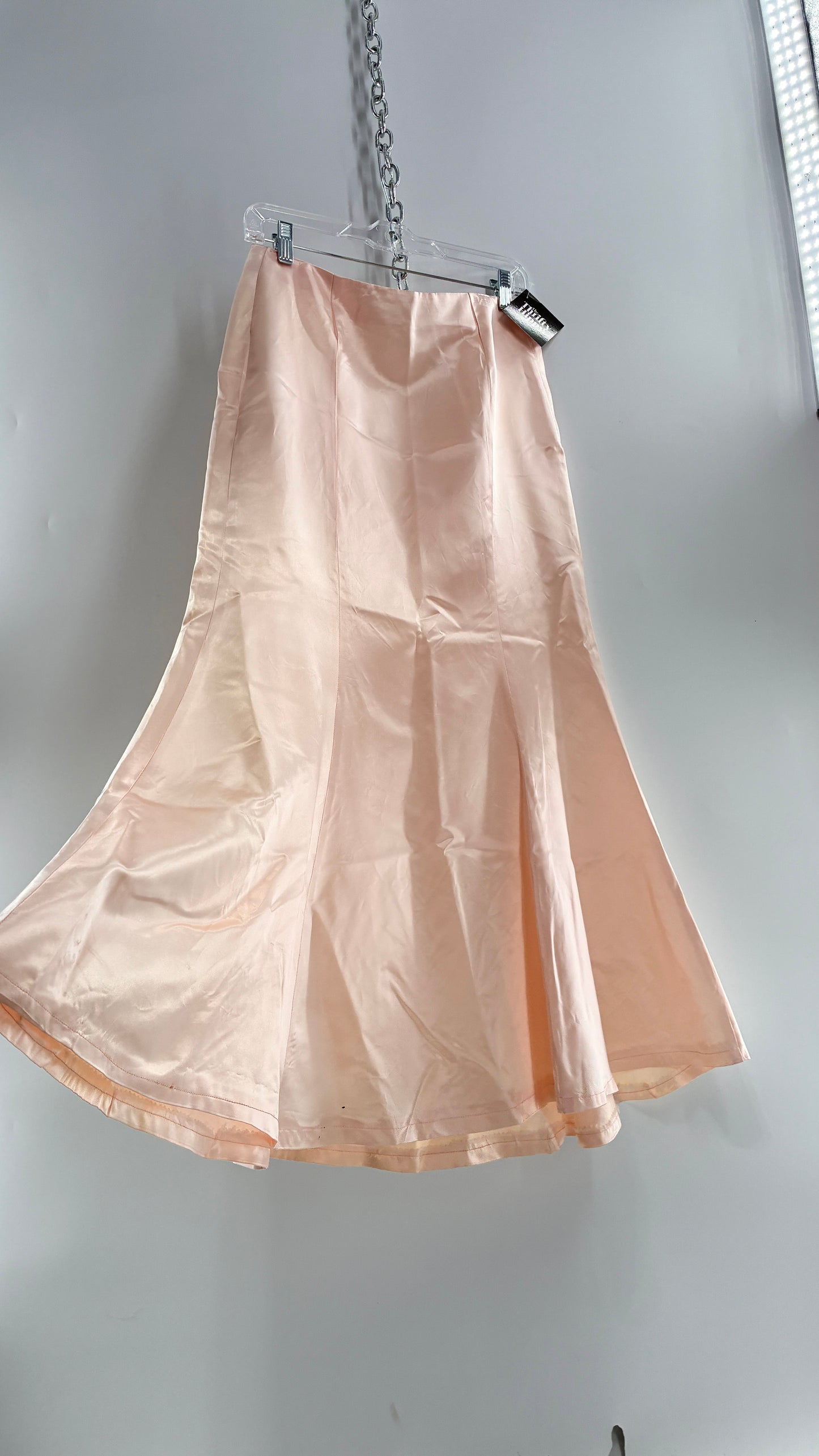 Vintage Peach Toned Satin Handmade Mermaid Style Paneled Skirt