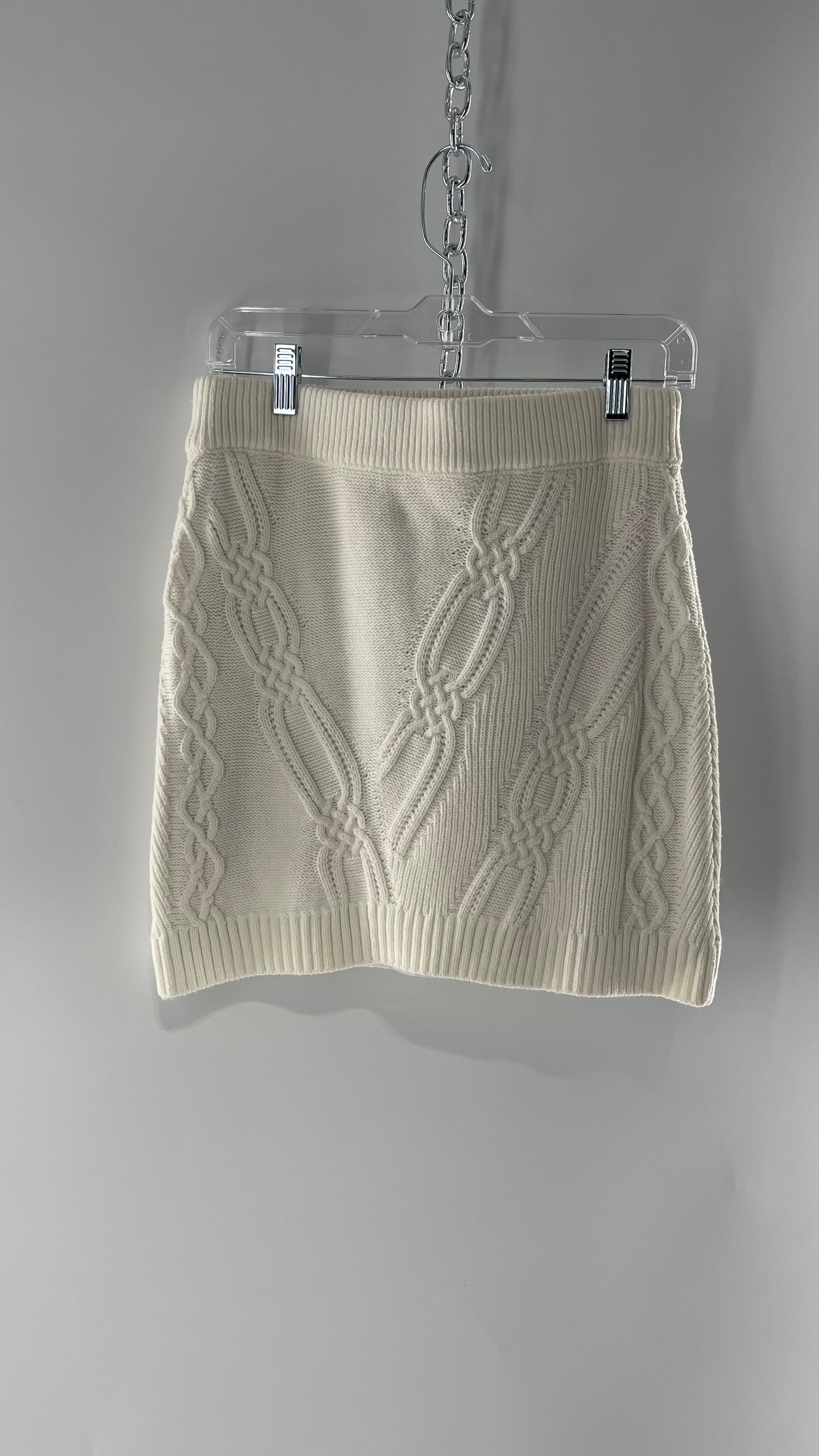 Maeve Anthropologie White Cable-knit Mini Skirt (Small)