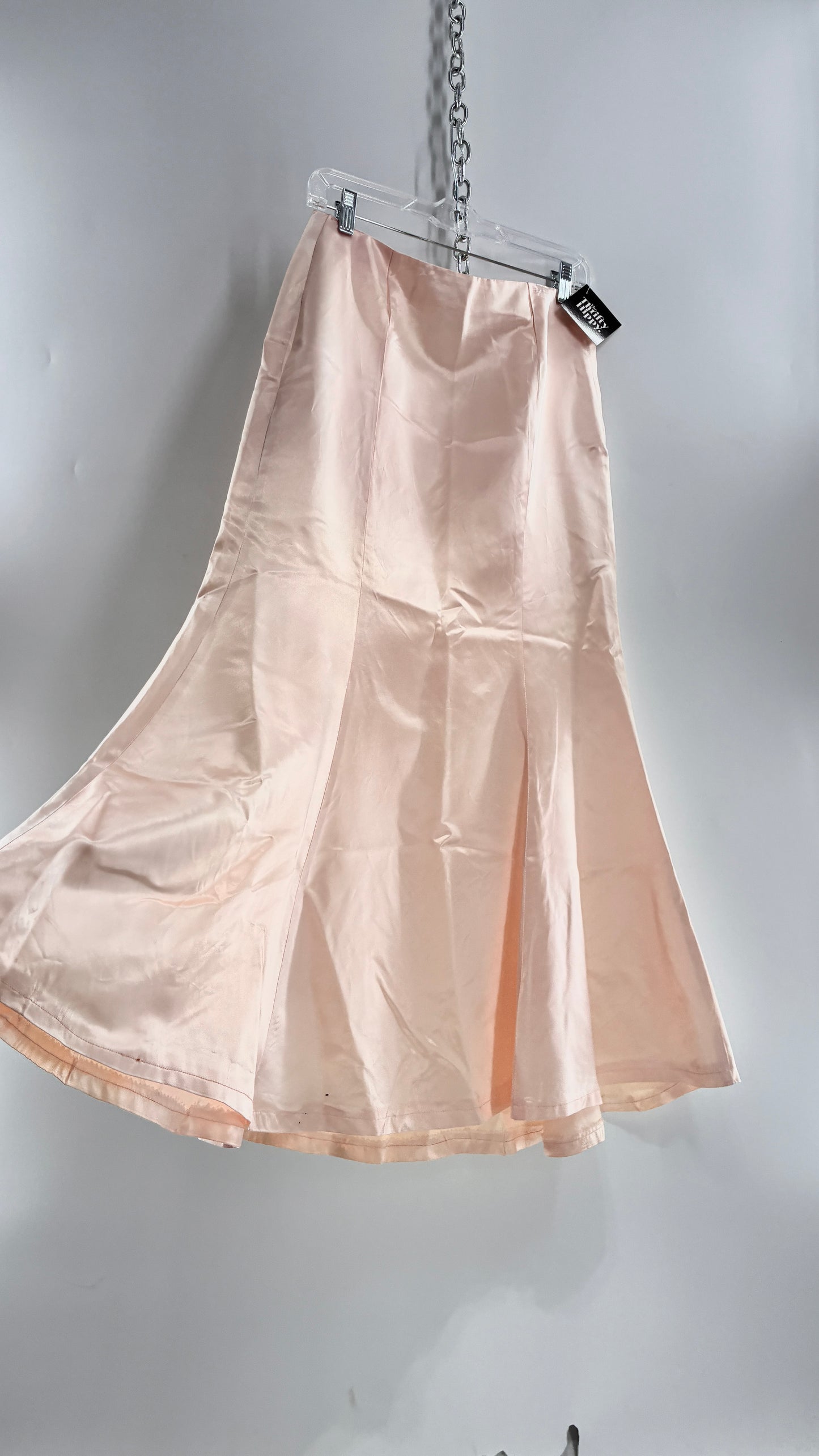 Vintage Peach Toned Satin Handmade Mermaid Style Paneled Skirt