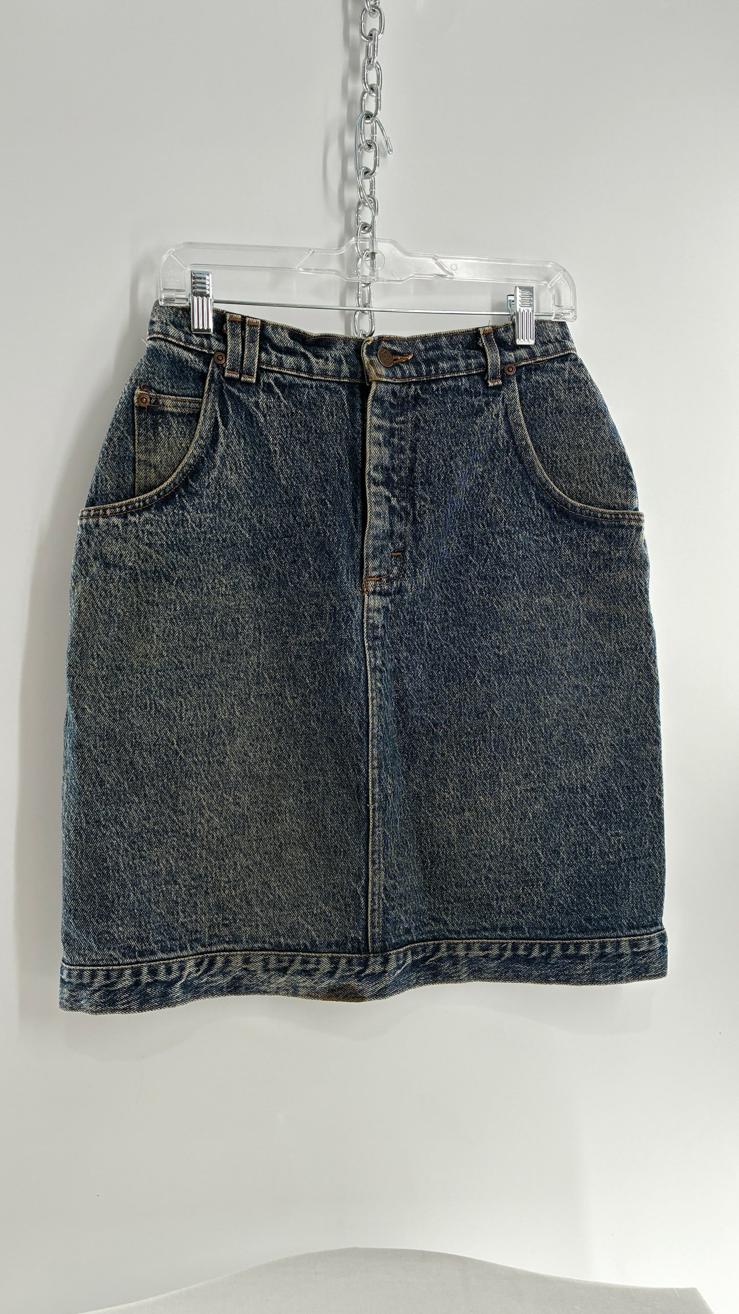 Vintage Lee Acid Washed Denim Medium Wash Skirt (Measured)
