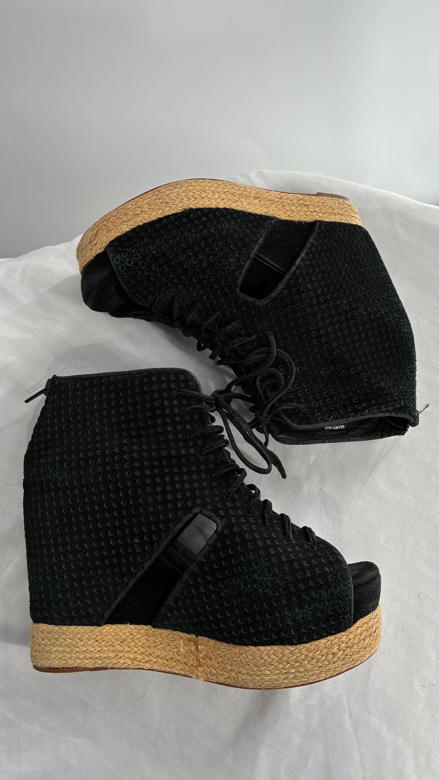 Havana Jeffrey Campbell Exaggerated Wedge Heel Black Suede Platform (7)