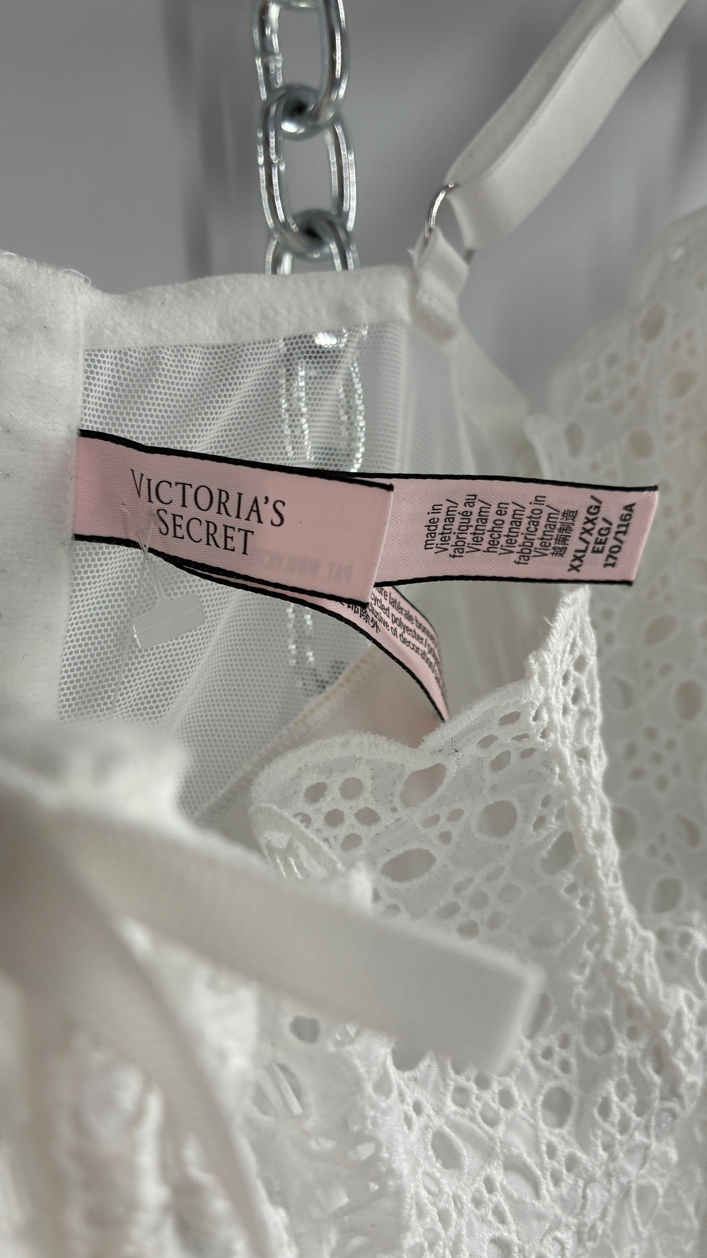 Vintage VICTORIA’S SECRET White Eyelet Lace Bustier with Mesh Skirt (XXL)