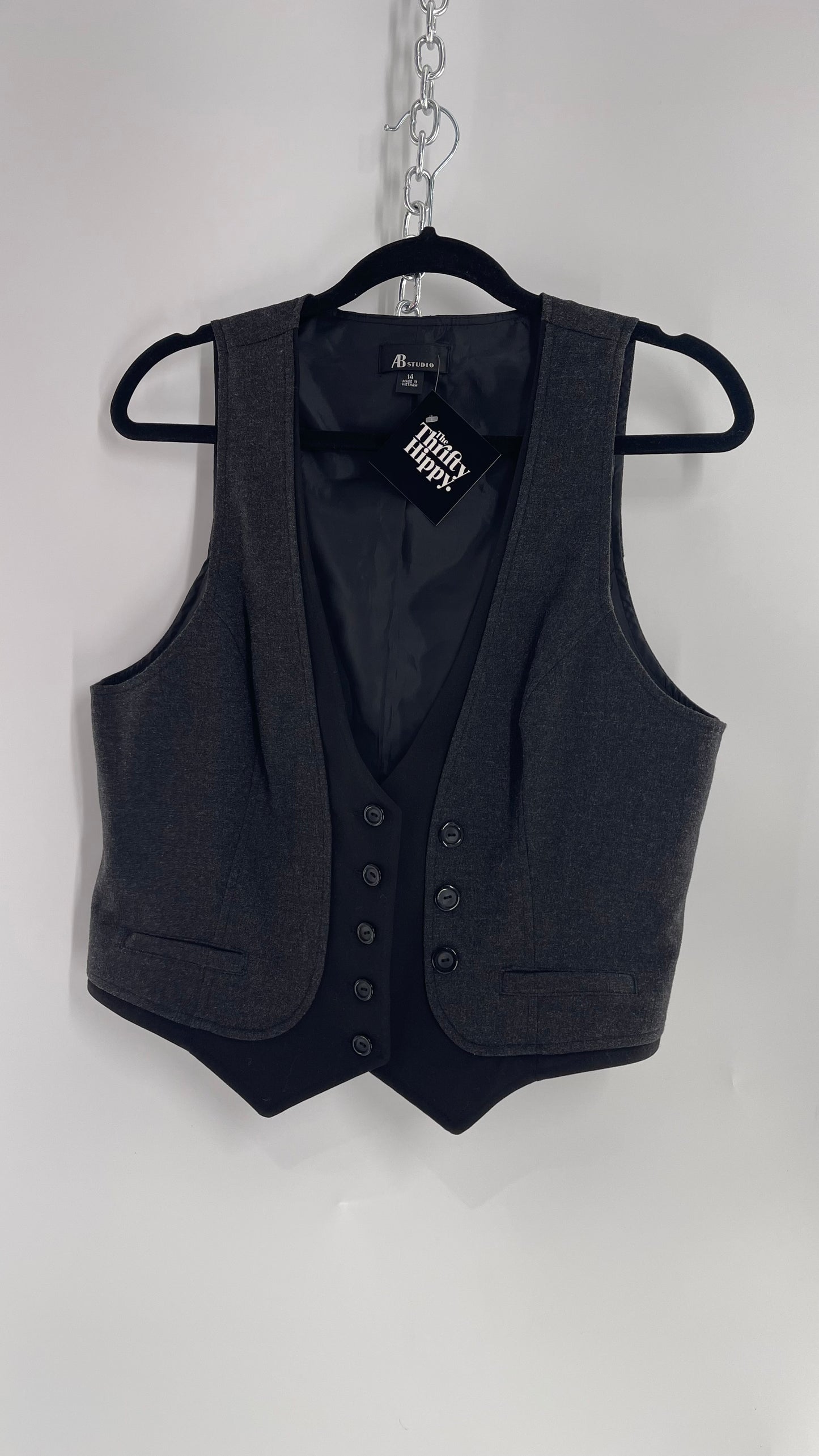 Vintage Gray/Black Vest (14-Medium)