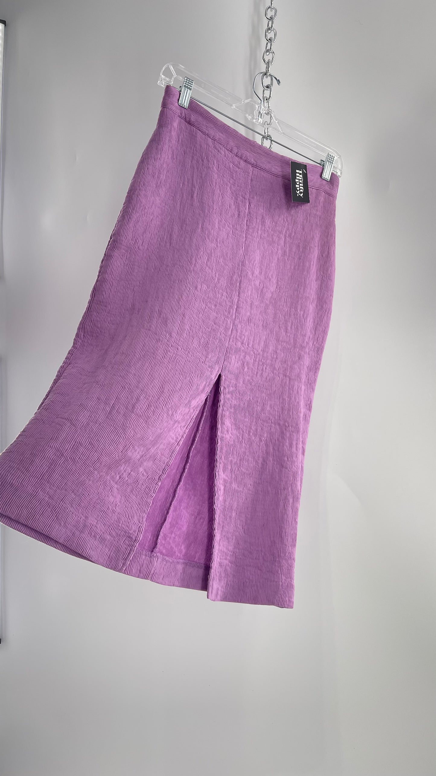 Endless Rose Anthropologie Lavender Crimped/Textured Midi Skirt (Medium)