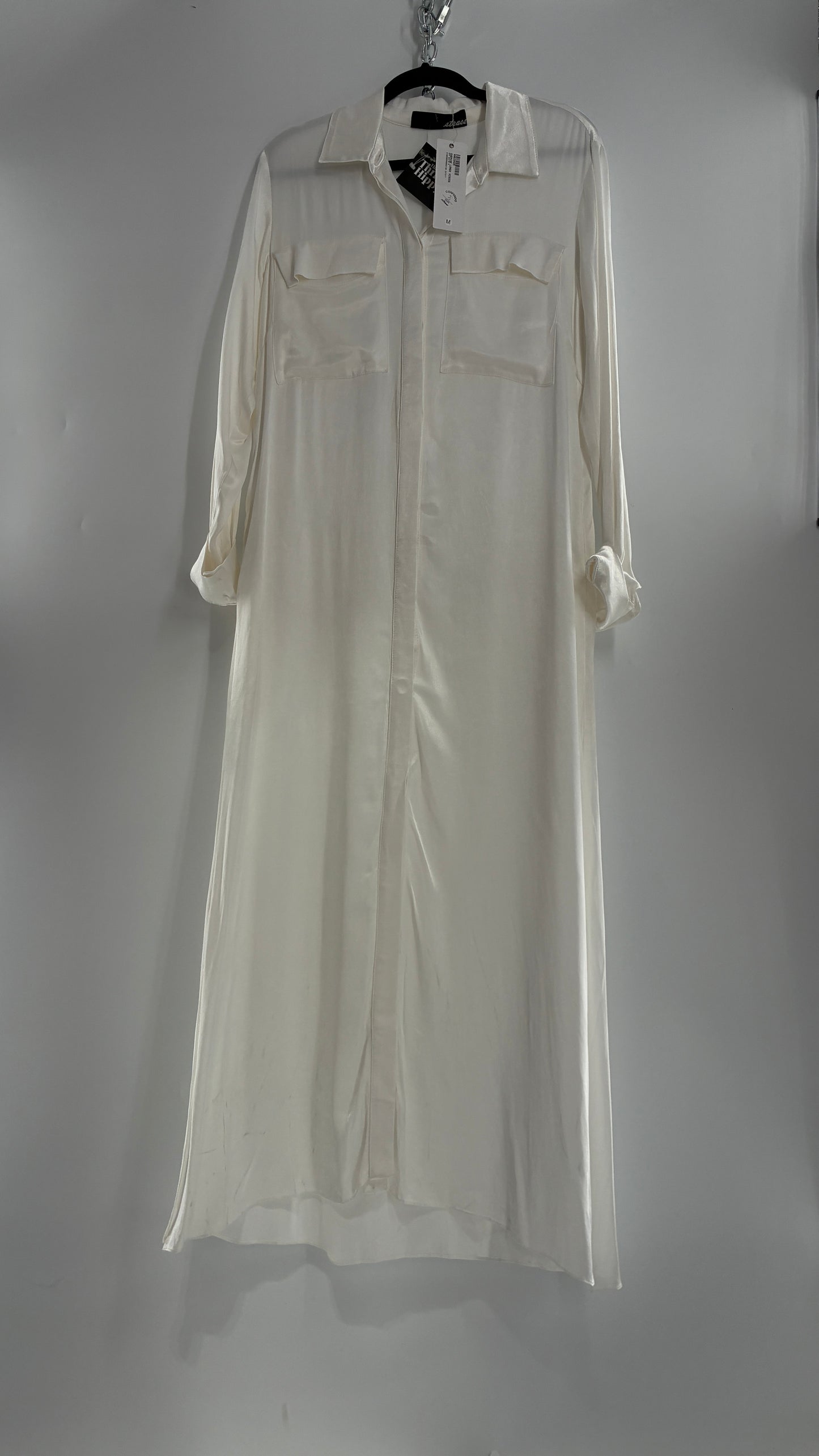 ST. BRAND BY STRASS White Button Up Style Dress with Tags Attached (Medium)