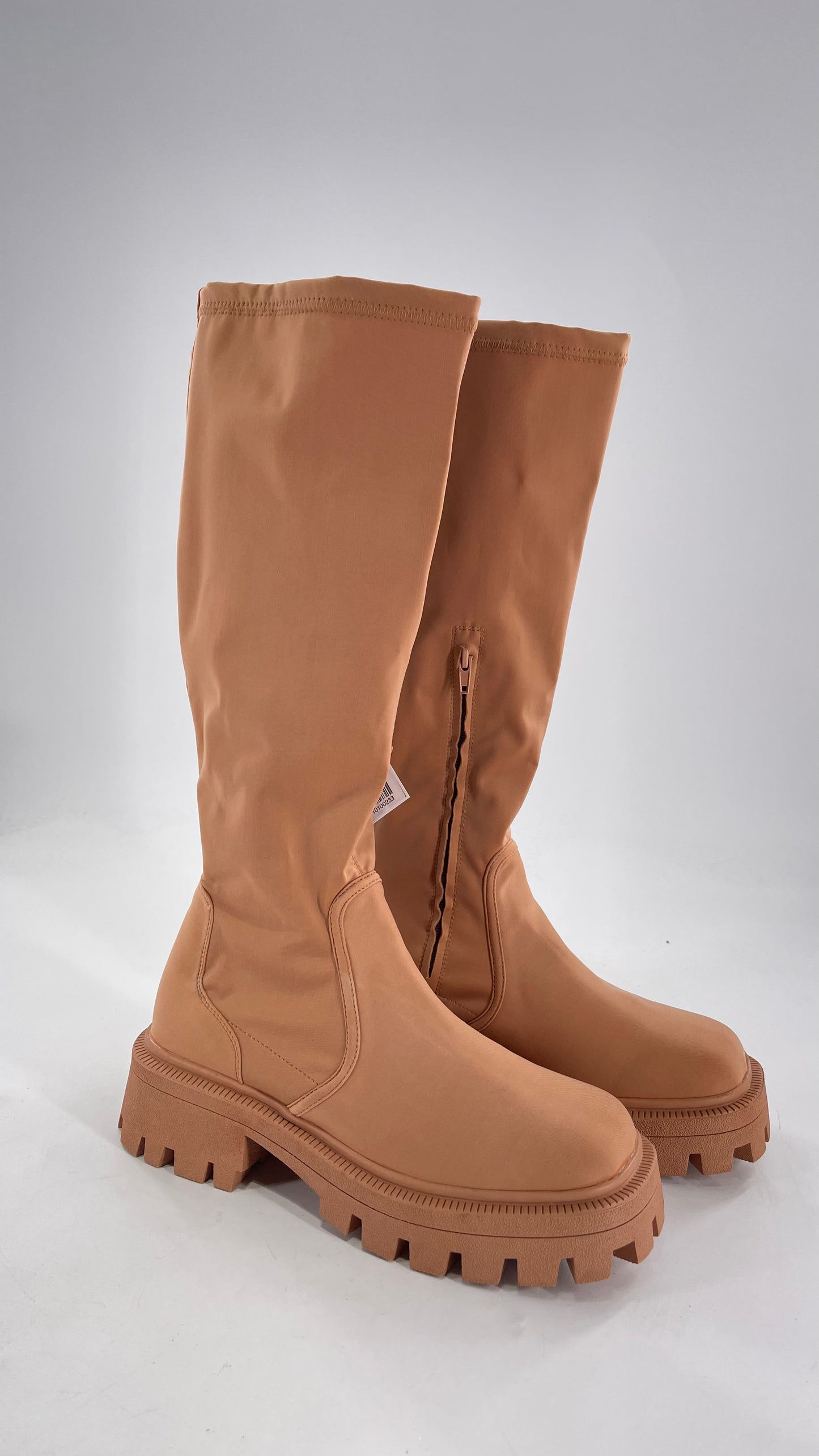 Urban Outfitters Tan Knee High Square Toe Sock Boot (8)