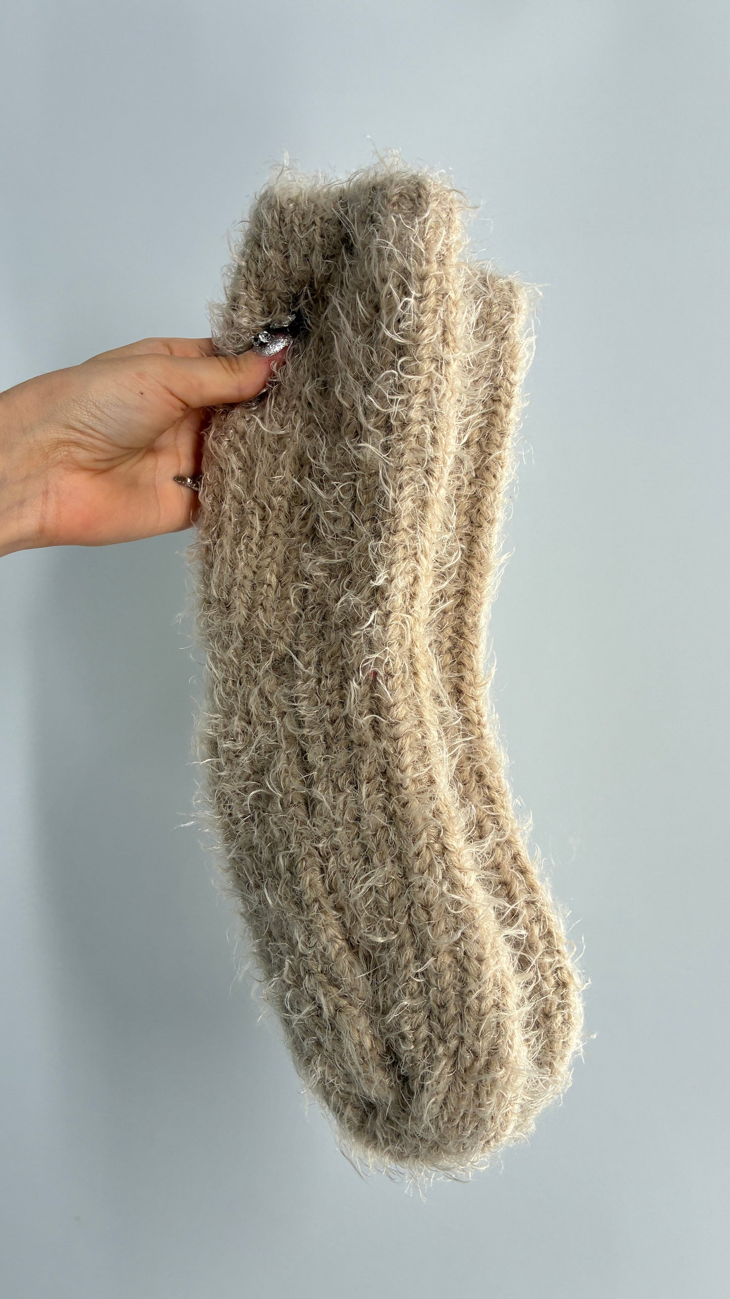 NWOT Free People Beige Ultra Thick Knit Fuzzy Socks