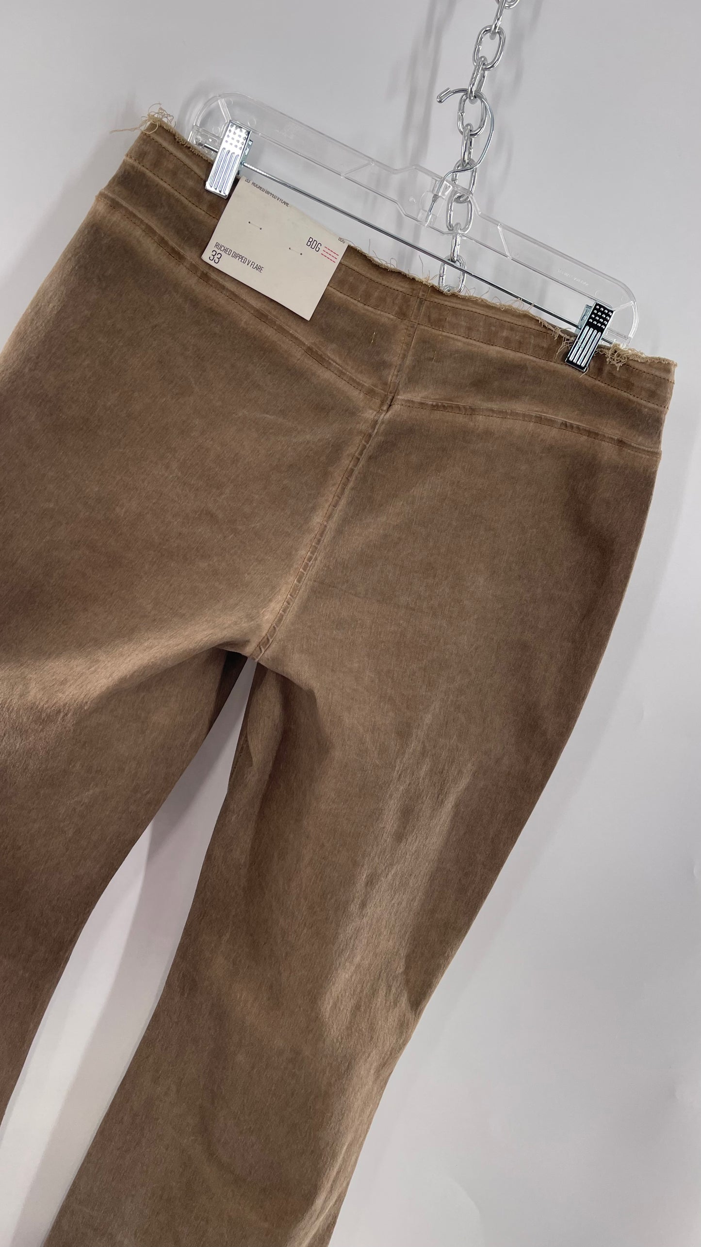 BDG Brown Scrunch Front Kick Flare Bell Bottoms with Side Zipper (33)