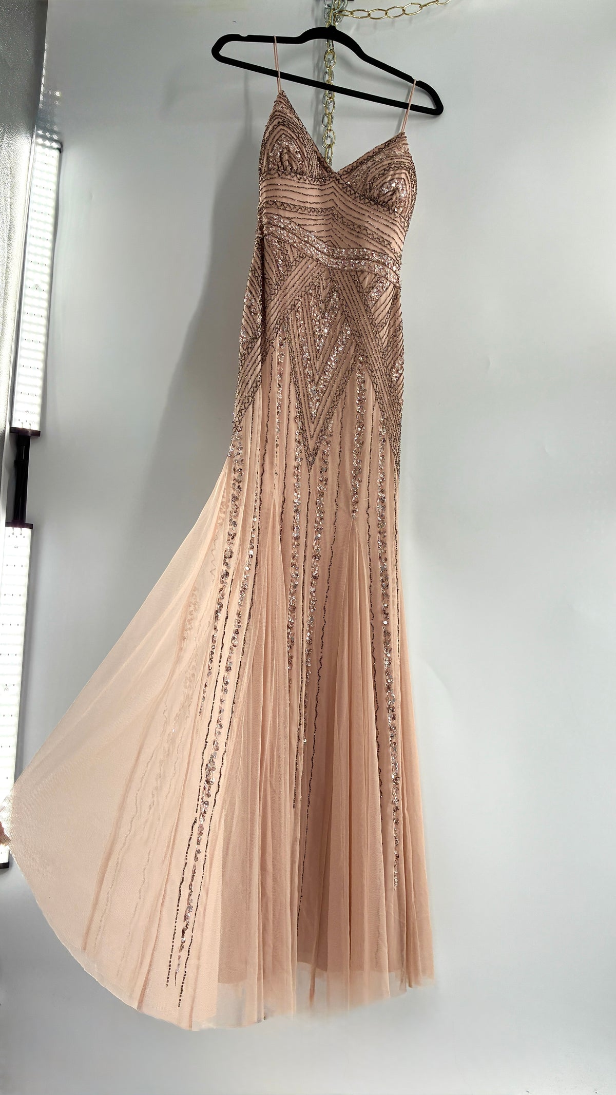 Vintage MARINA Dusty Pink Beaded Gown (2)