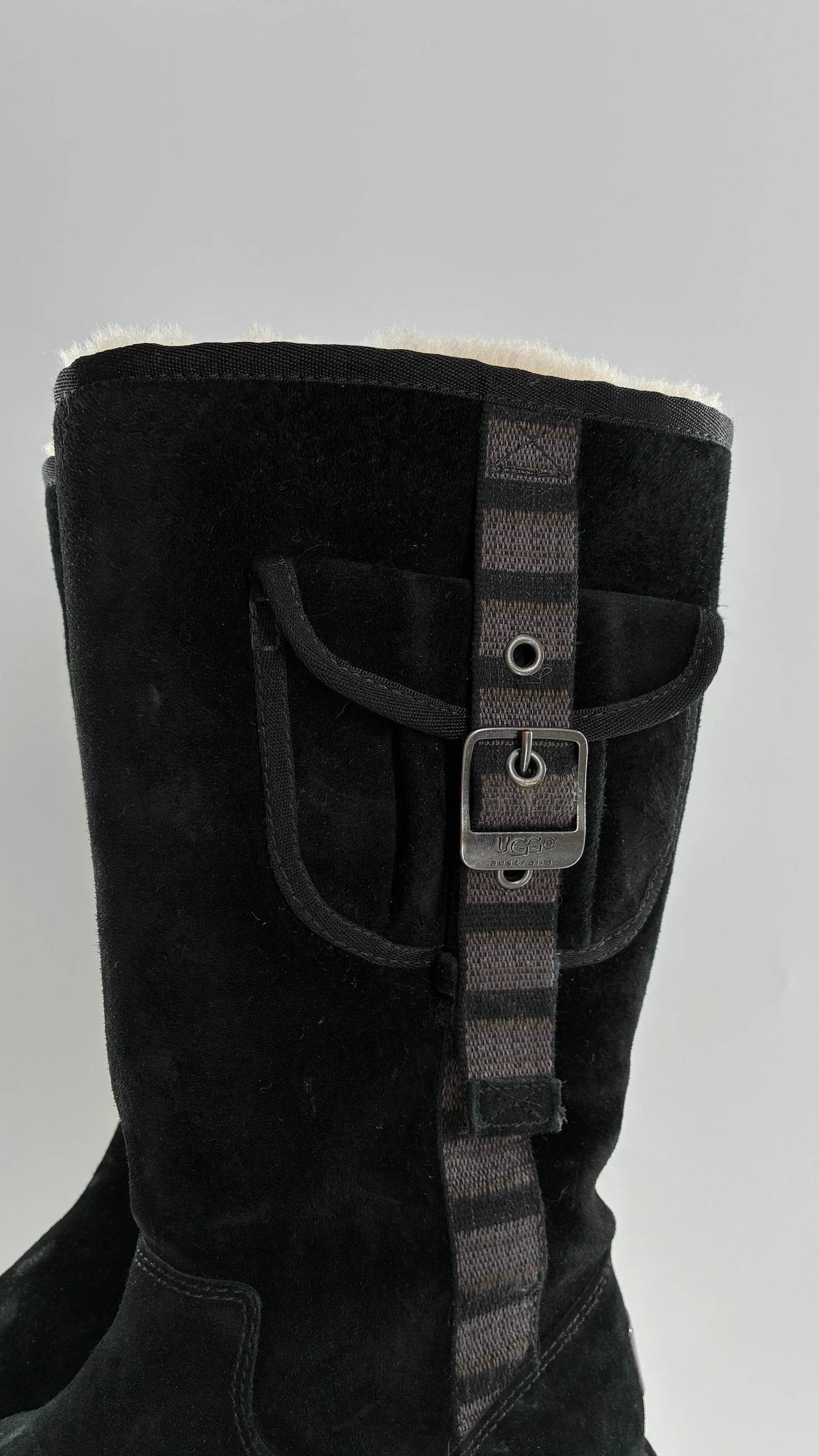 UGG Australia Black Suede Tall Cargo Boot (6)