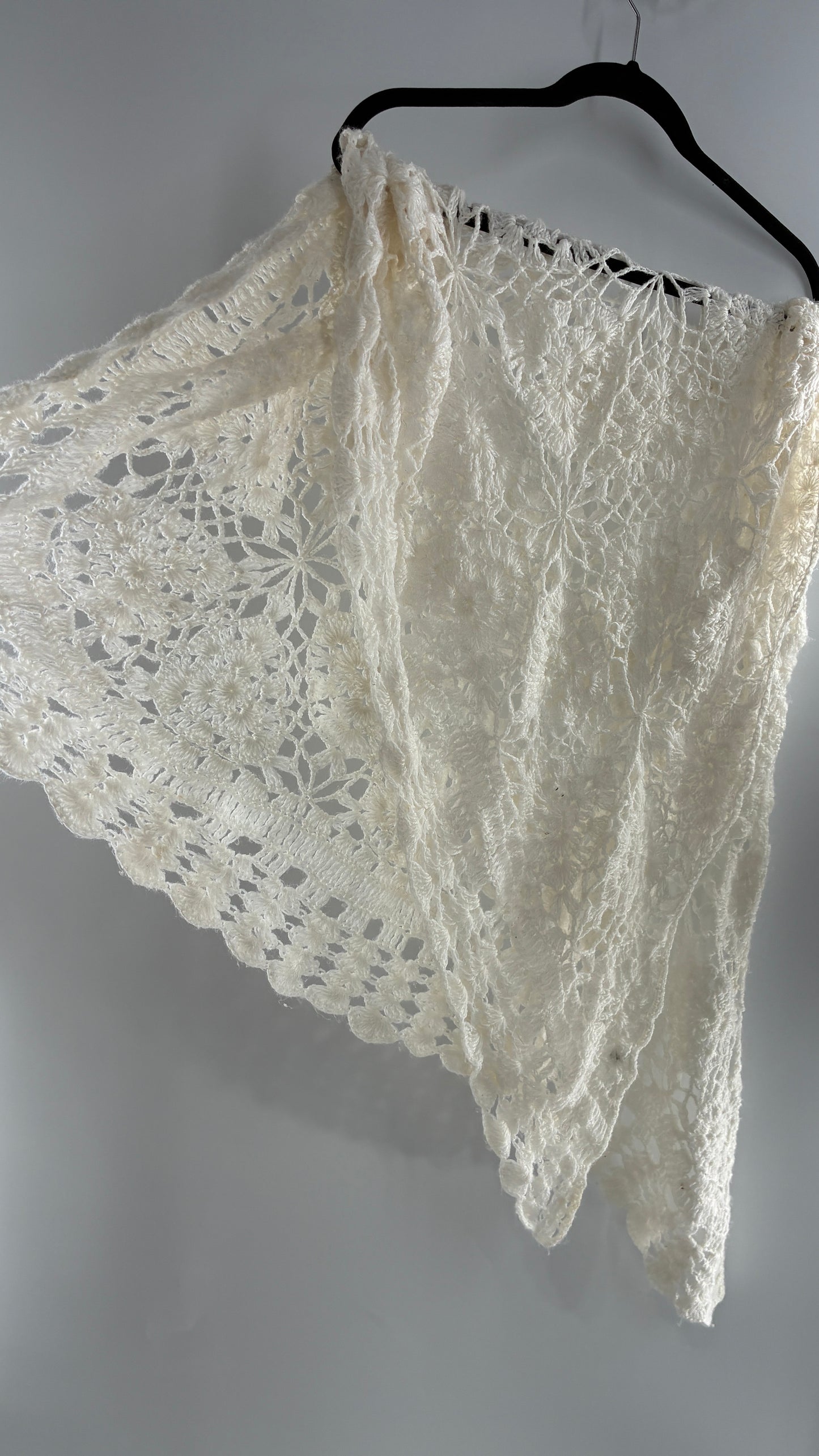 Vintage Crochet Style White Scarf