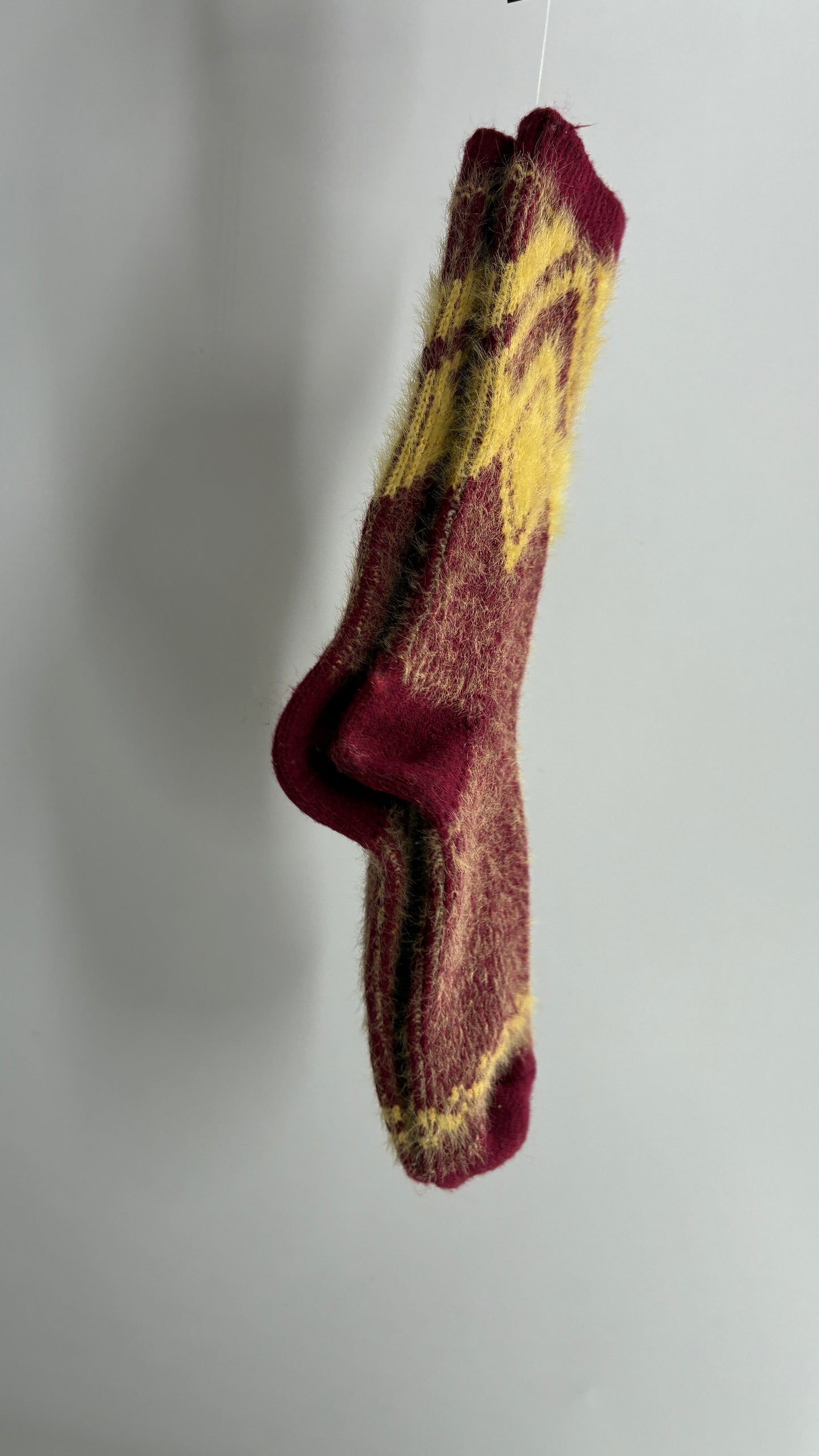 Free People Maroon and Yellow Patterned Knit Socks