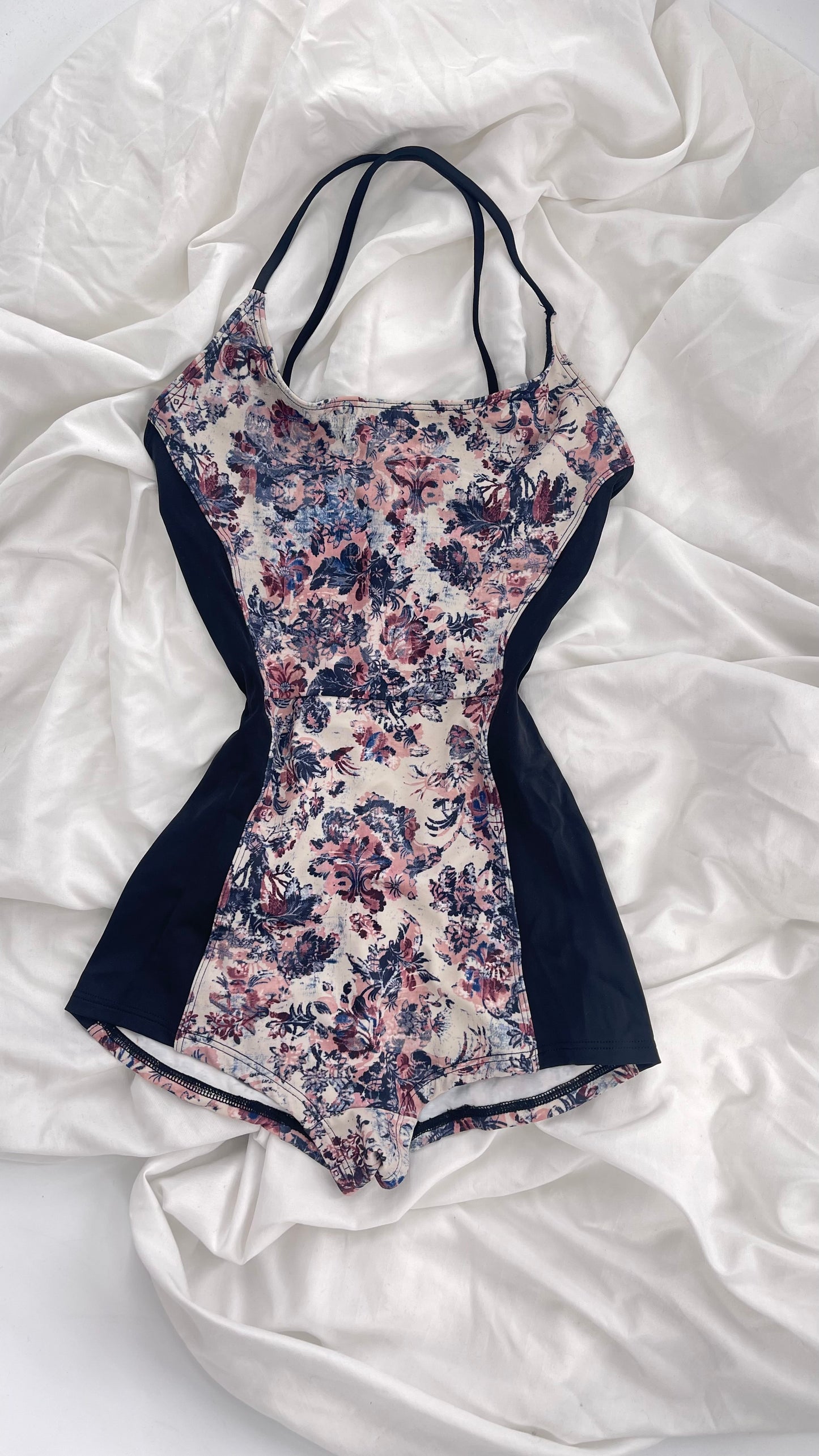 Free People Movement X Onzie Muted Florals and Black Swim Body Suit (S/M)