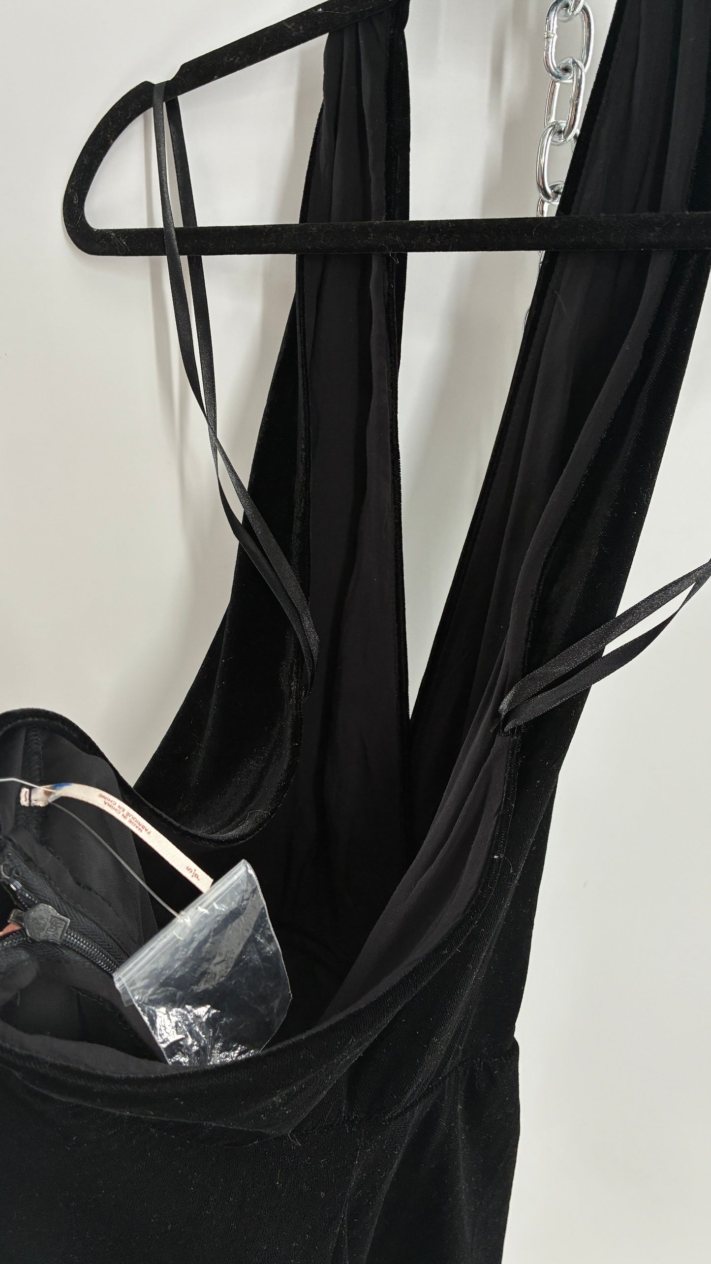 Free People Black Velvet Backless Halter (Small)