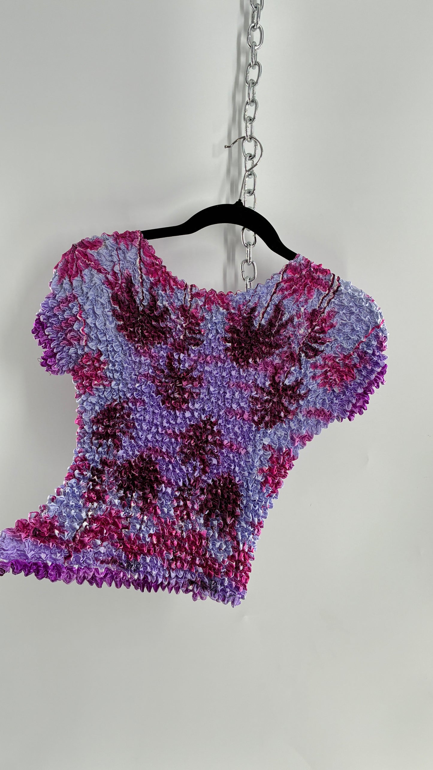 Vintage Tropical Palms Purple Popcorn Top (One Size)