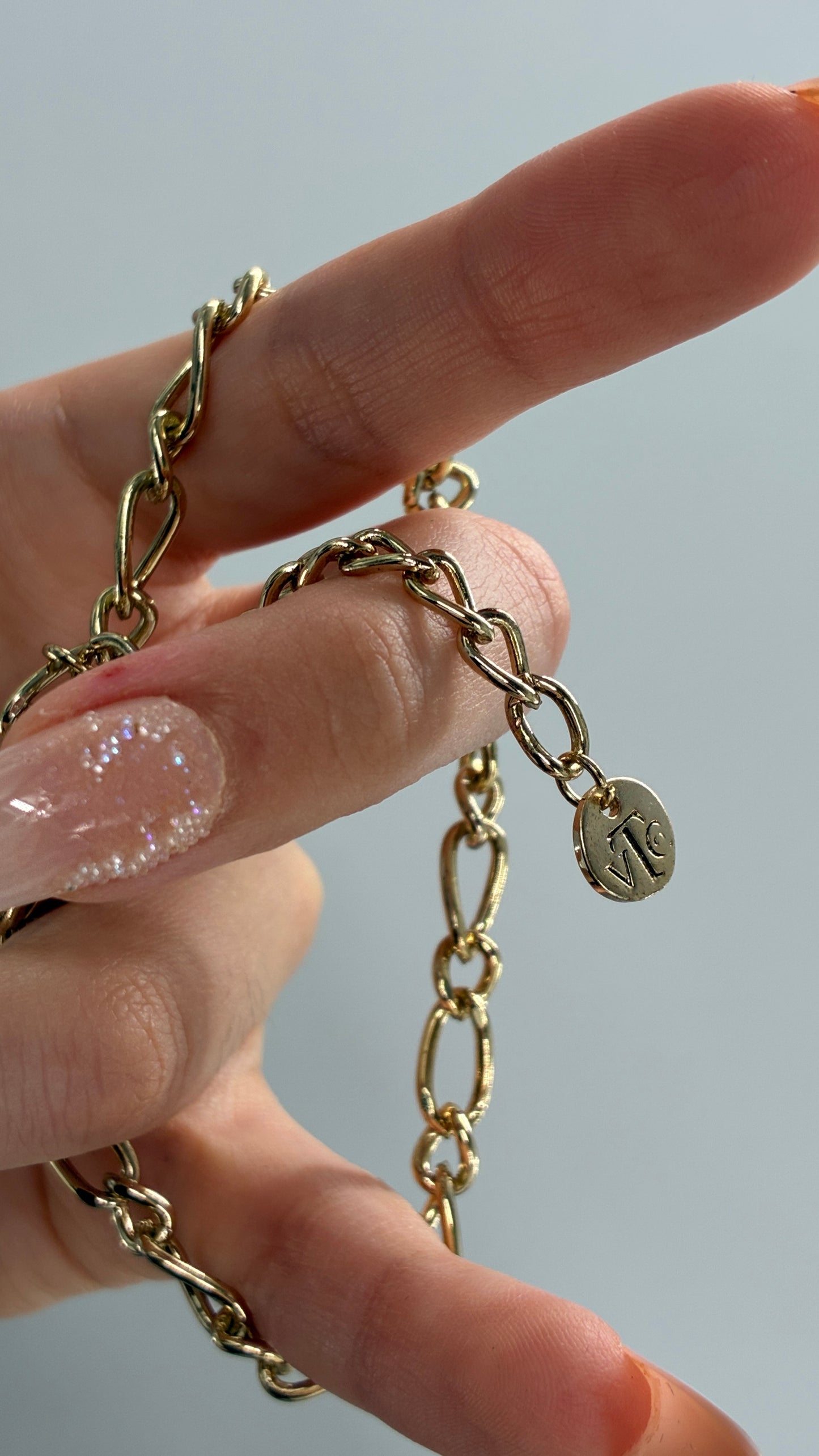 Gold Link Bracelet with Rhinestone Encrusted Heart Clasp