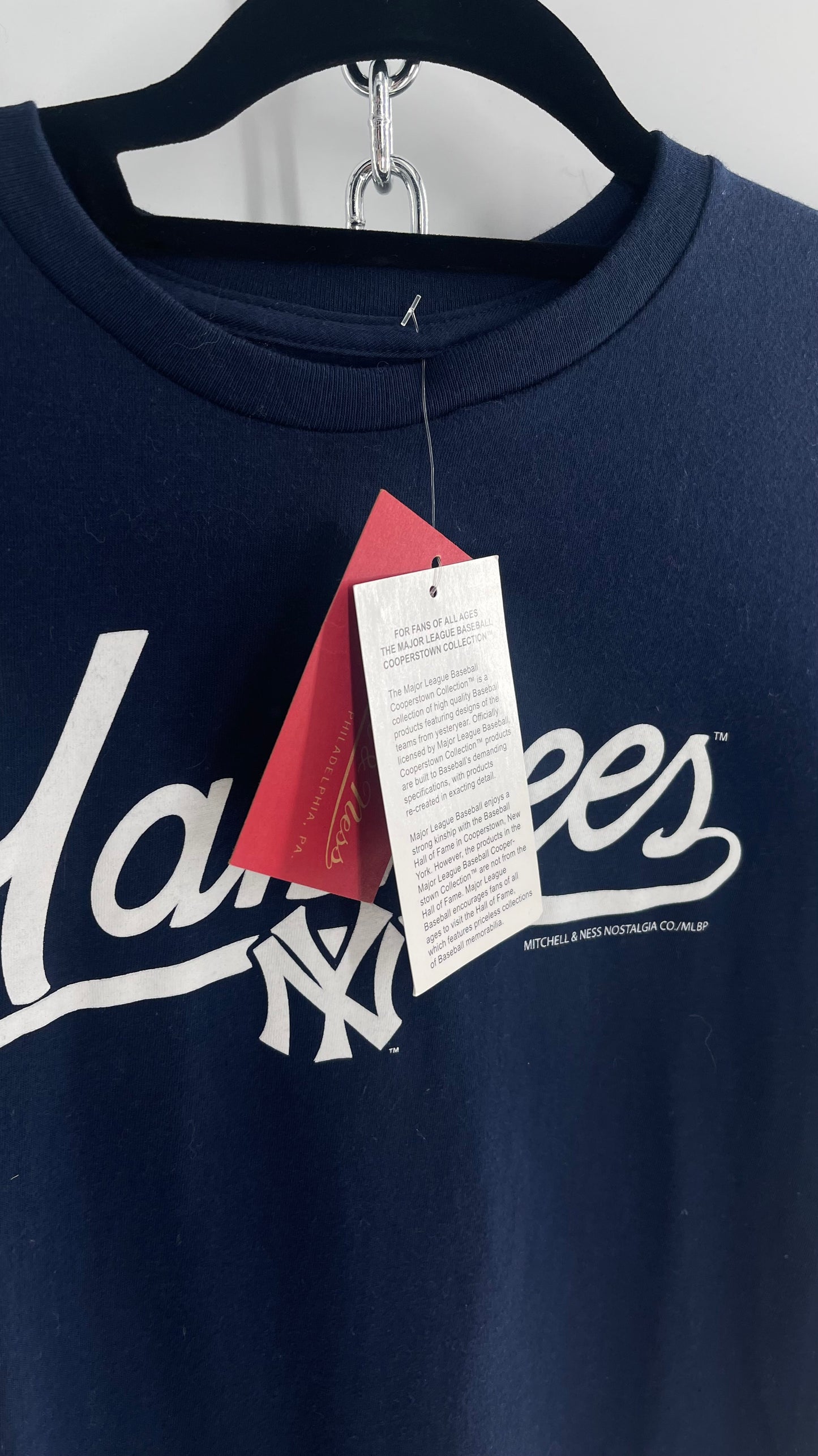 Official Navy Blue Yankees Baby T with Tags Attached Cooperstown Mitchell & Ness (S adult or 10/12 kids)