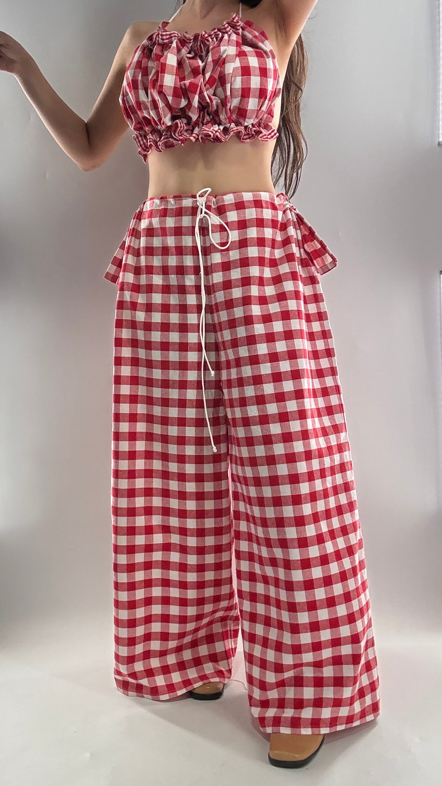 Vintage Handmade Picnic Red/White Gingham Two Piece Set (XS-L)