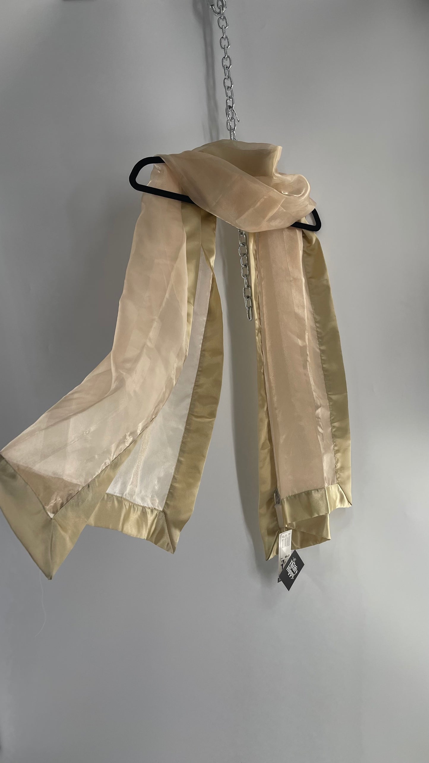 Deadstock Vintage Gold Voile Scarf with Tags Attached