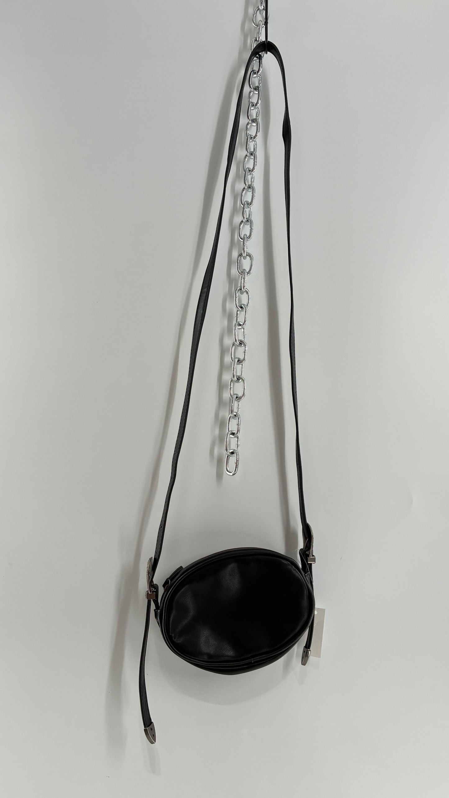 Urban Outfitters Black Vegan Leather Western Buckle Bag