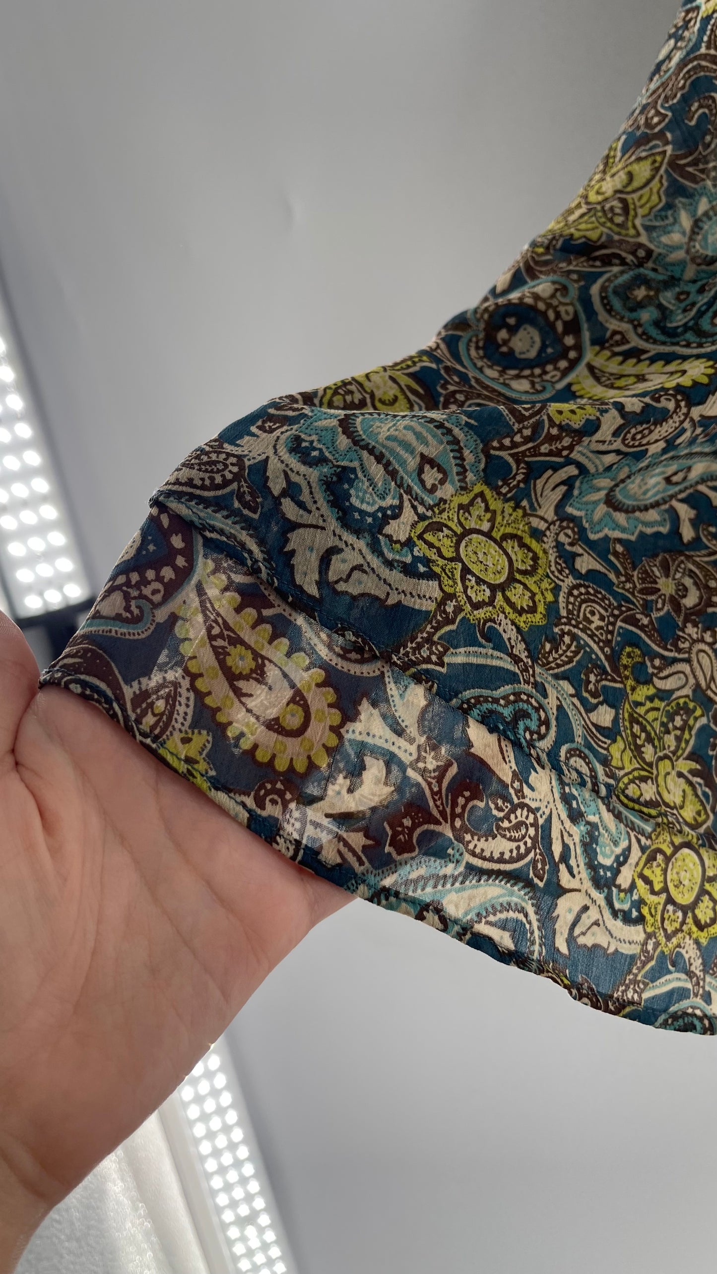 Vintage Paisley Brown/Blue/Green Skirt with Double Hem (16)