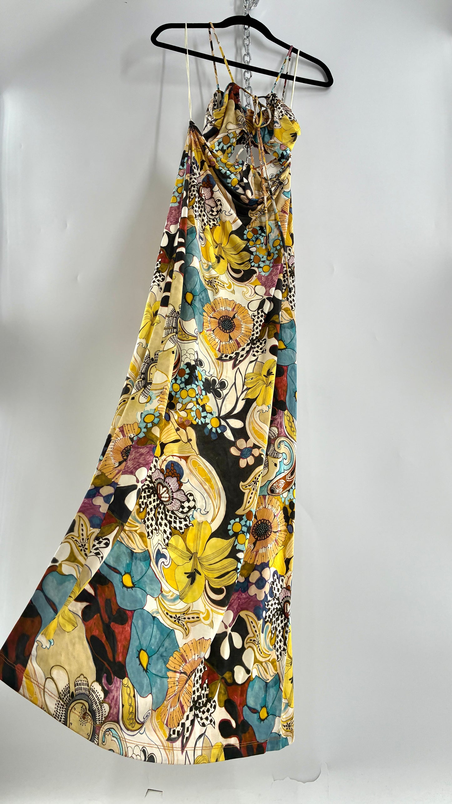ALEXIS Cassandra Cut Out, Graphic Florals Maxi Dress (XS)