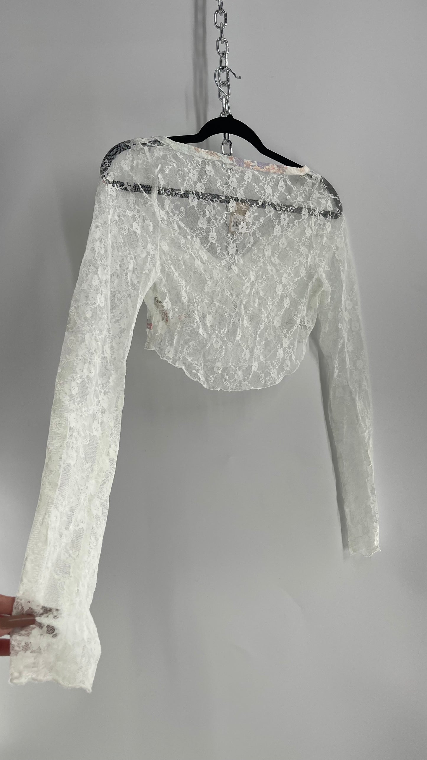 Intimately Free People Baby Blue Lace Ballerina Thumb Hole Long Sleeve (Small)