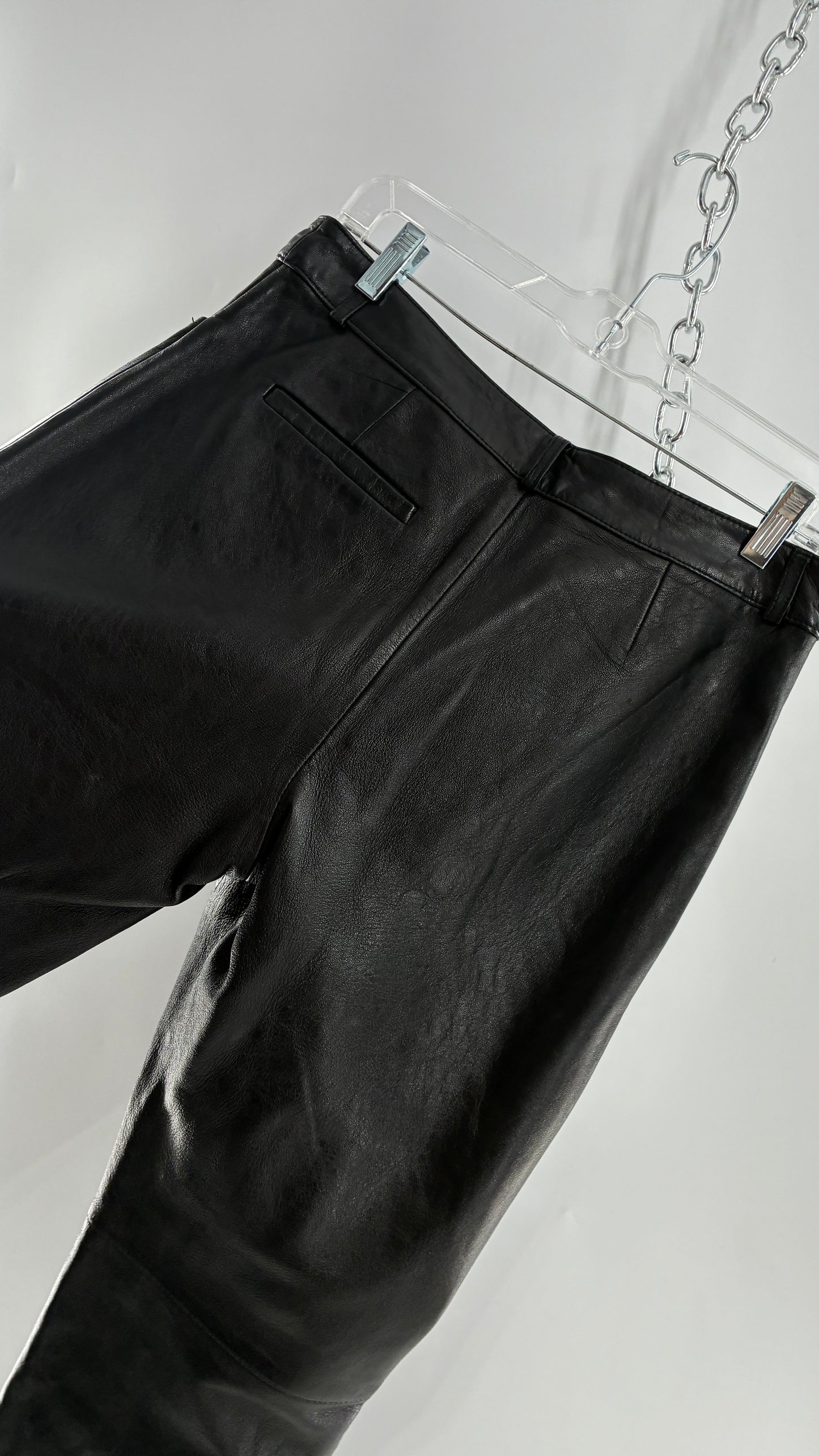 Vintage INC Black Soft Genuine Leather Side Closure Pants (6)
