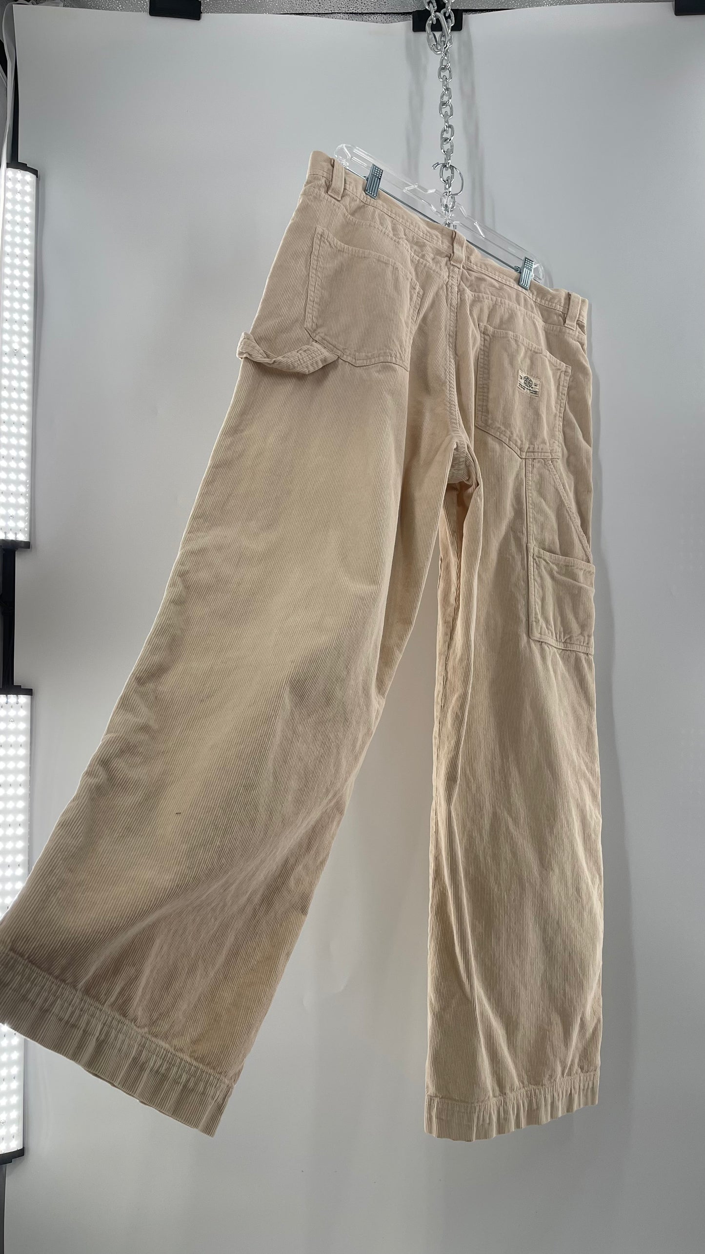 Urban Outfitters BDG Beige Corduroy Cargos with Leg Patches (36)