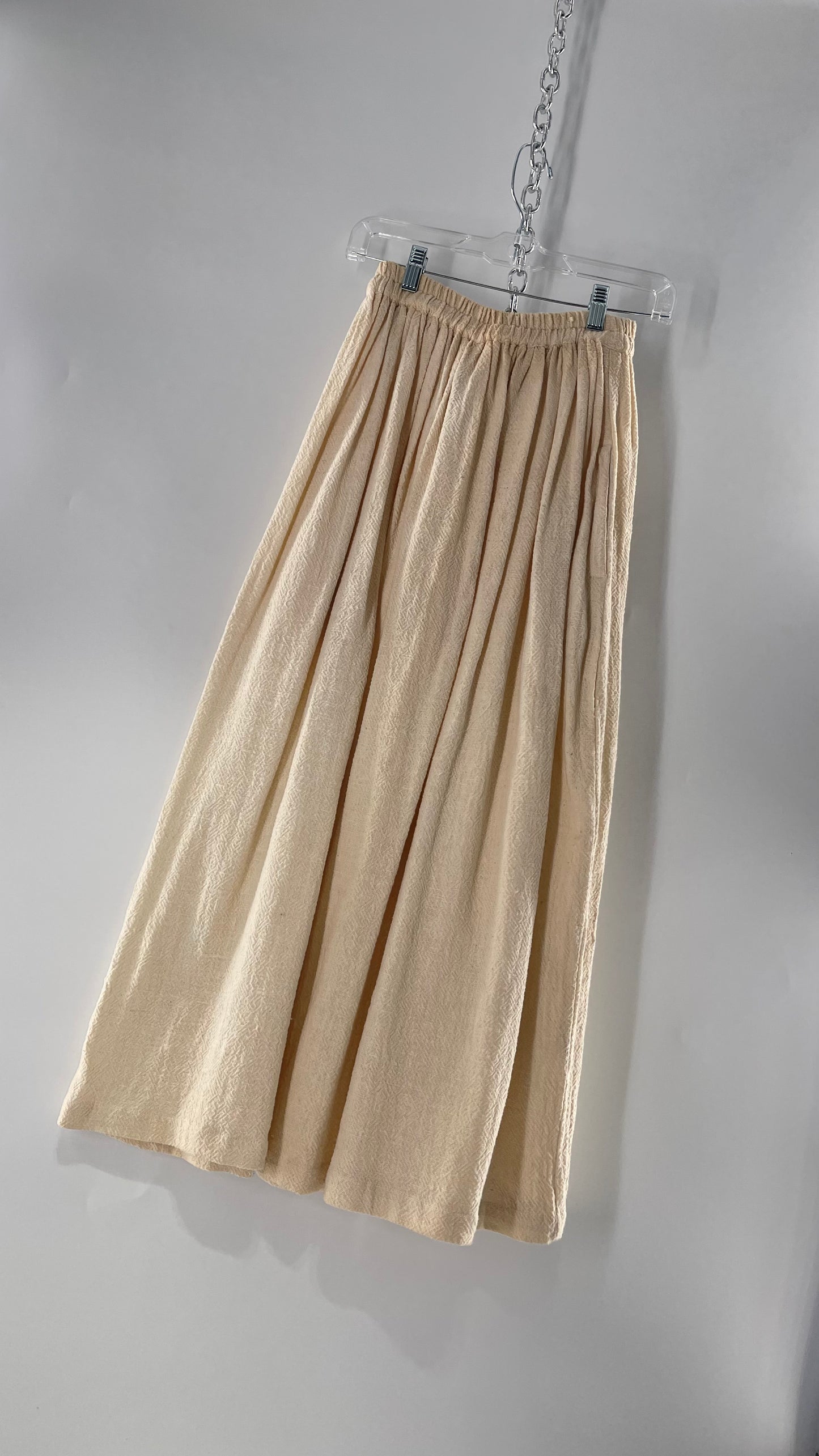 Vintage 1970s SANGAM Imports 100% Cotton White Maxi Skirt Made in India (Medium)