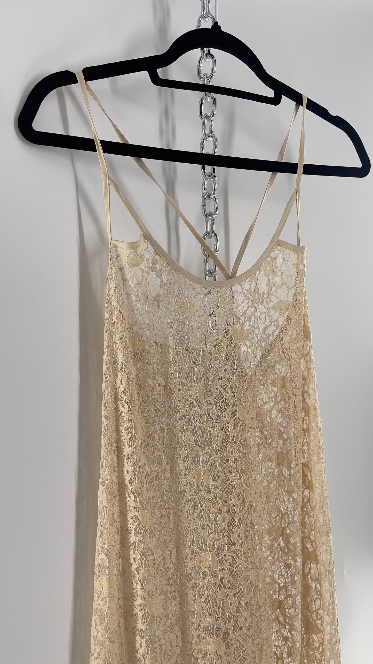 Intimately Free People Beige Lace Slip Maxi Dress (XS)