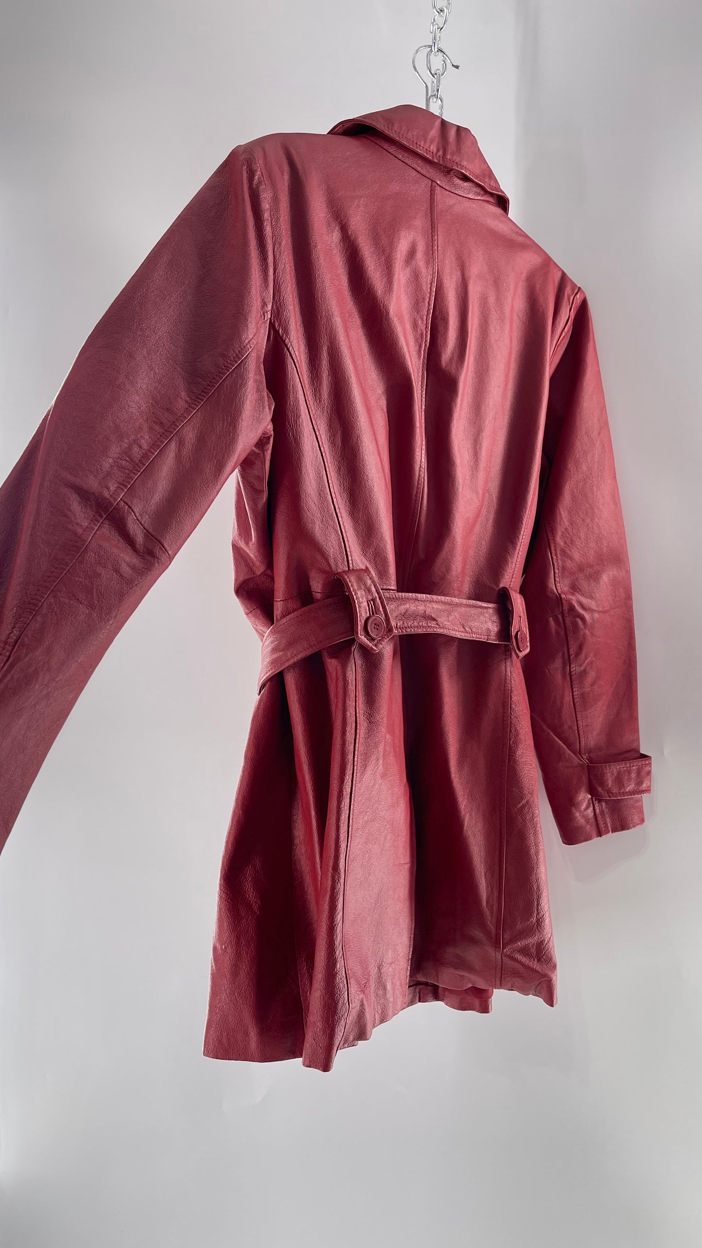 Vintage MetroStyle Red Leather Trench (C)(L/XL)