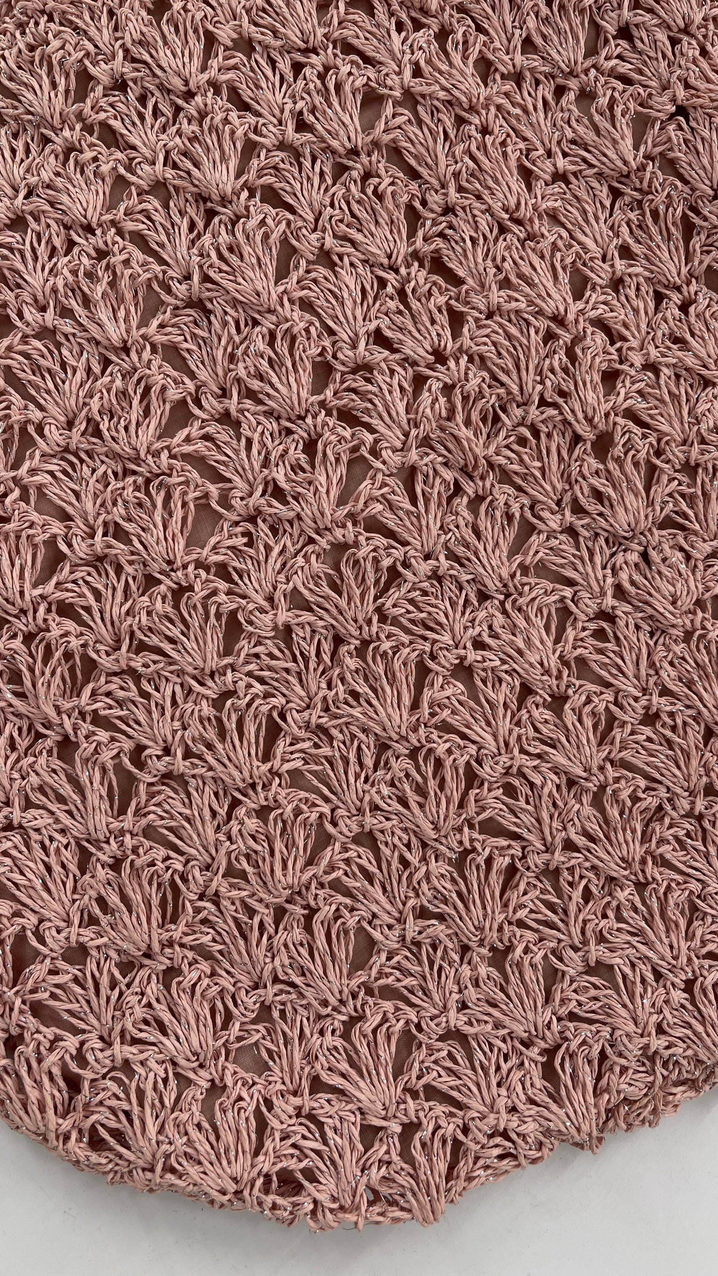 Urban Outfitters Baby Pink Straw Tote Bag with Silver Tinsel