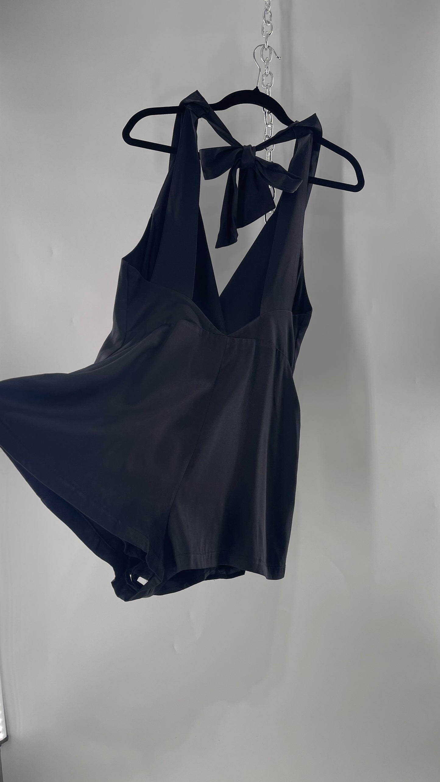 Free People Black Blazer Tuxedo Sleeveless Romper Jumpsuit (S)