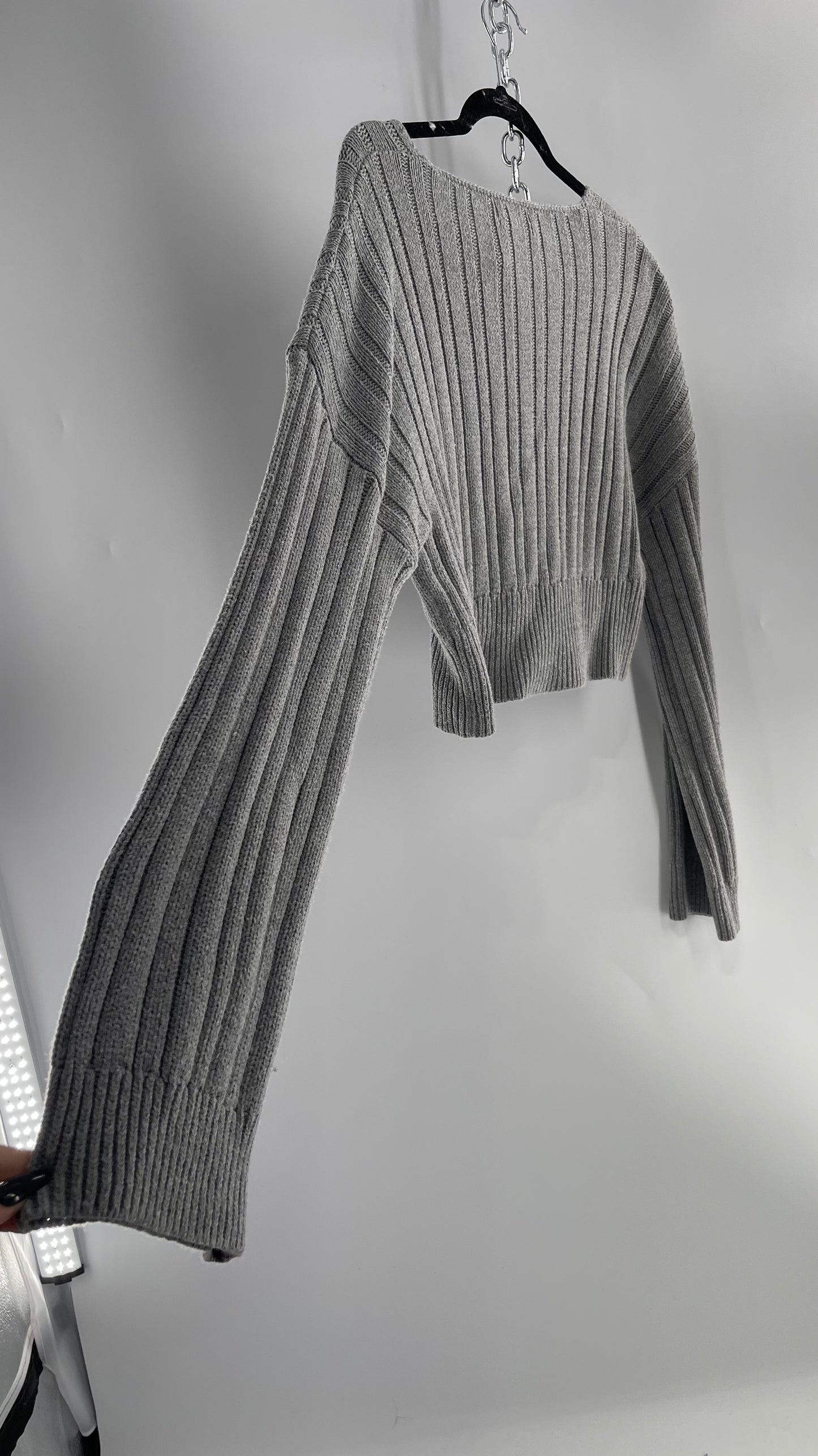 Urban Outfitters Grey Knit Ribbed Cropped Sweater (L)