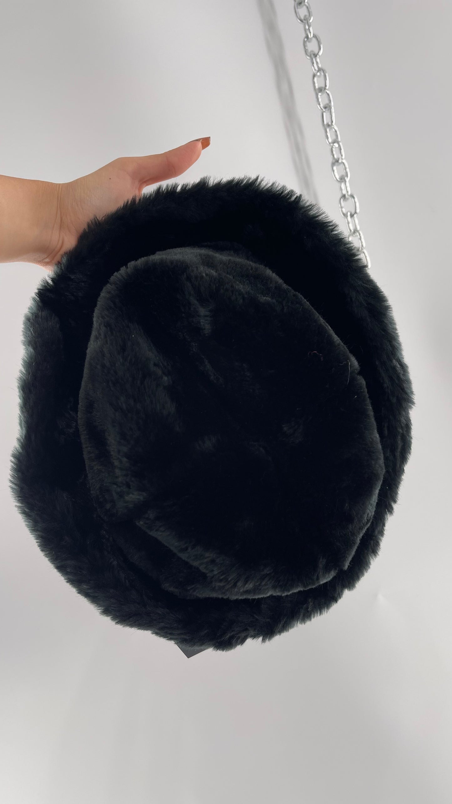 Vintage Black Faux Fur Bucket Hat