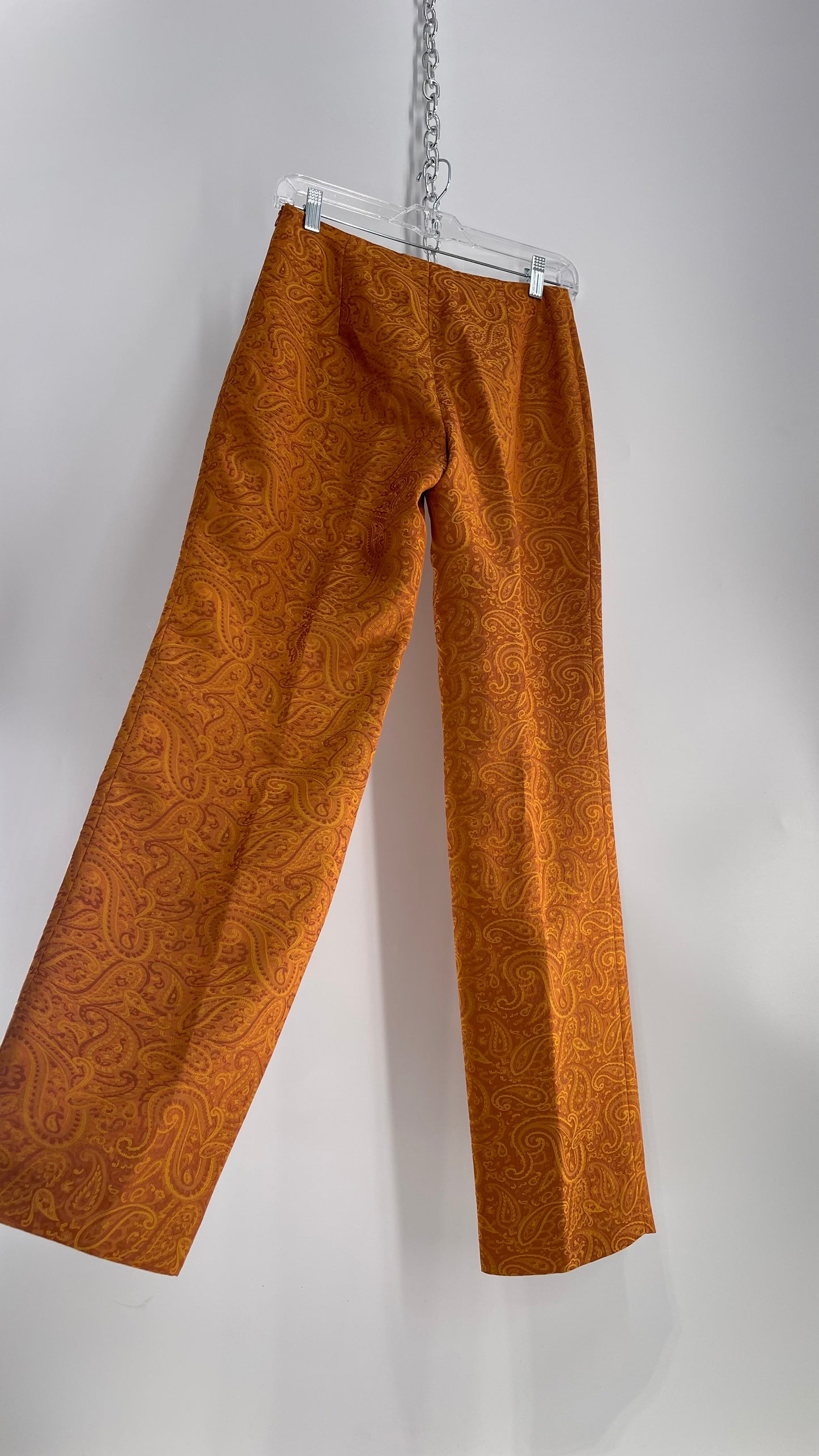 Peserico Italian Vintage Gold/Mustard Orange Paisley Patterned 56% Acetate Trouser (40)