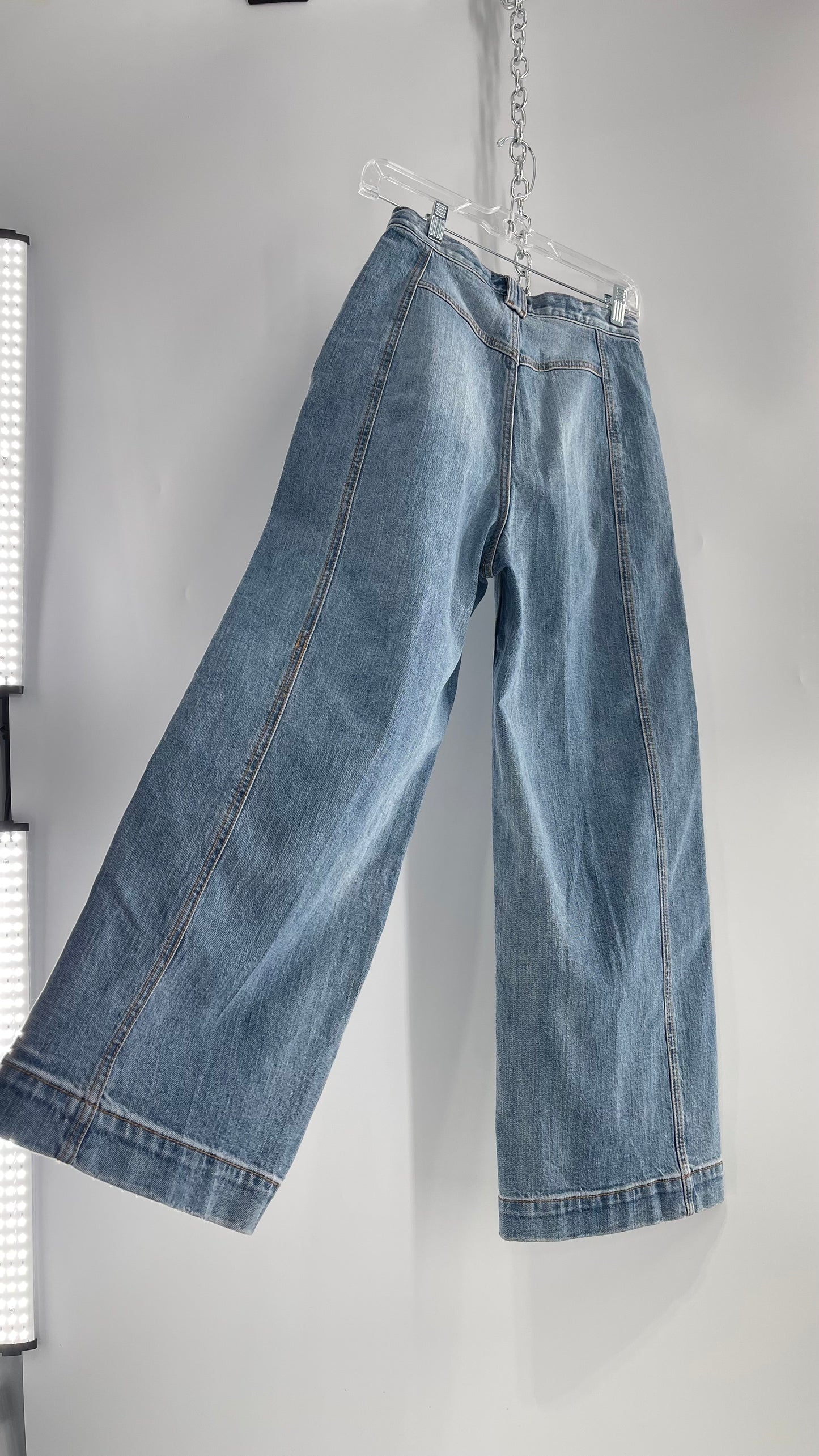 Free People Light Wash Wide Leg Slouchy Jeans (26)