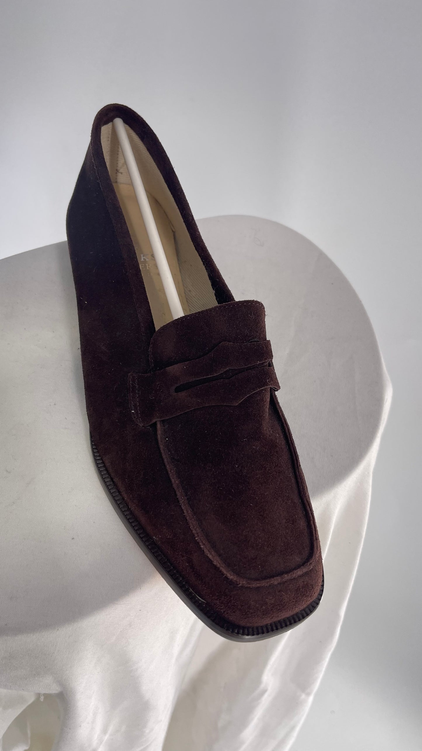 Vintage Brooks Brothers Brown Suede Leather Penny Loafers (6.5)