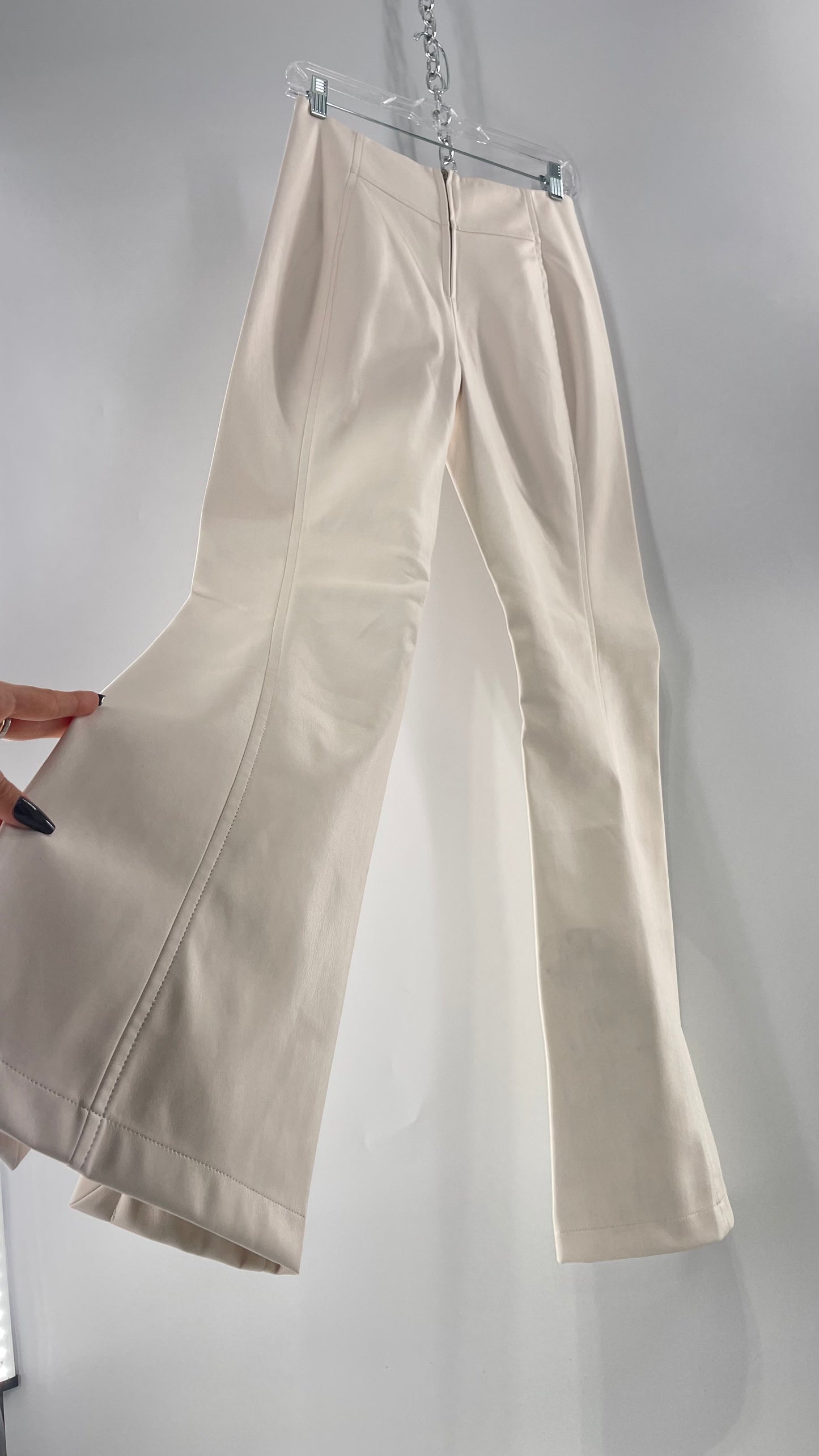 Free People White Cream Faux Flare Leather Pants (29)